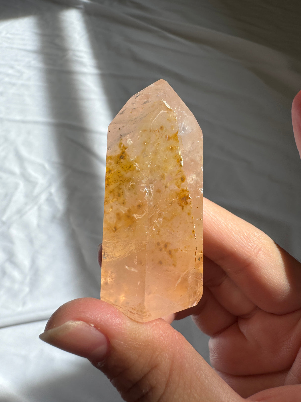 Gemmy Rose Quartz Tower with Golden Healer