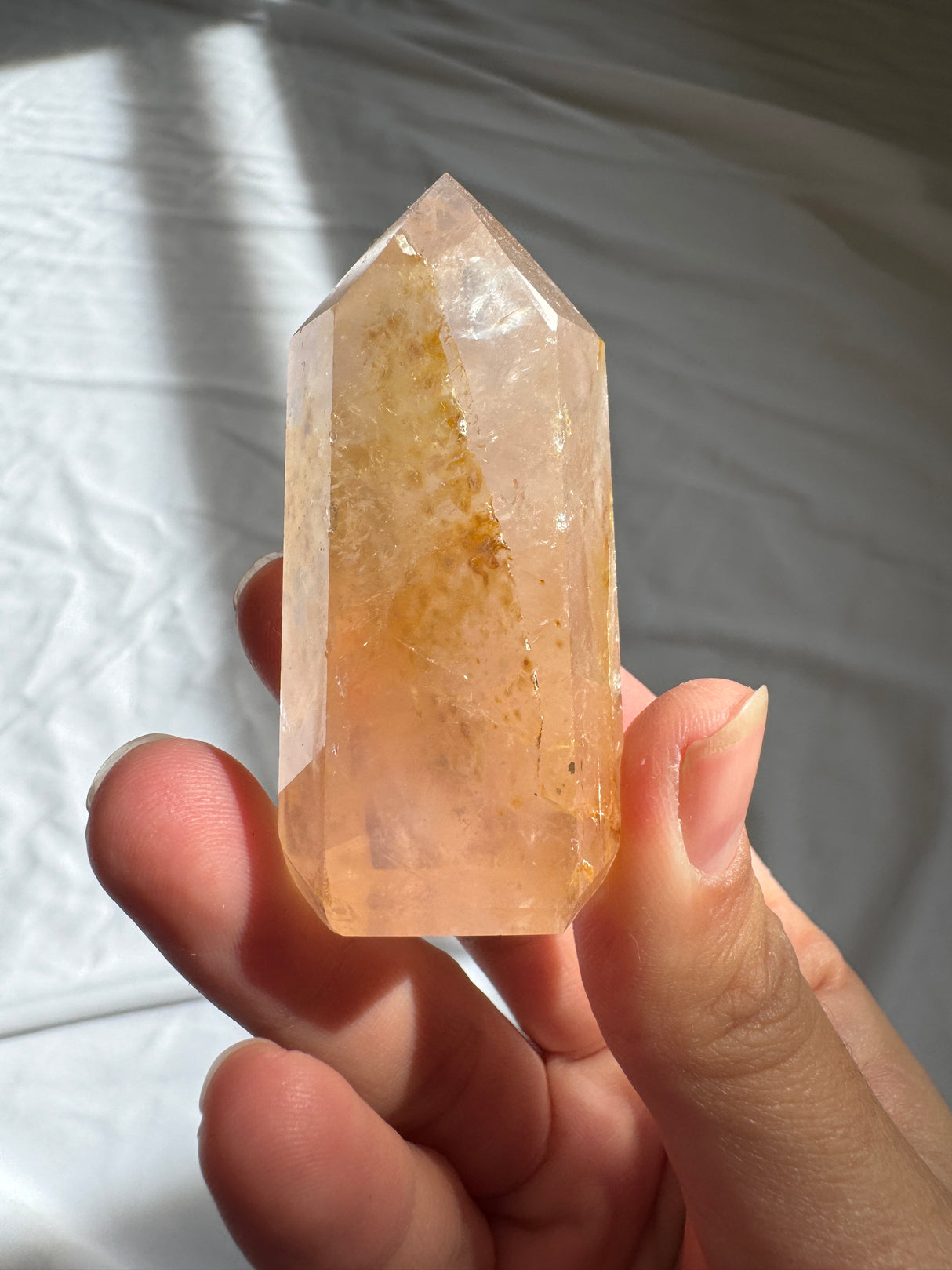 Gemmy Rose Quartz Tower with Golden Healer