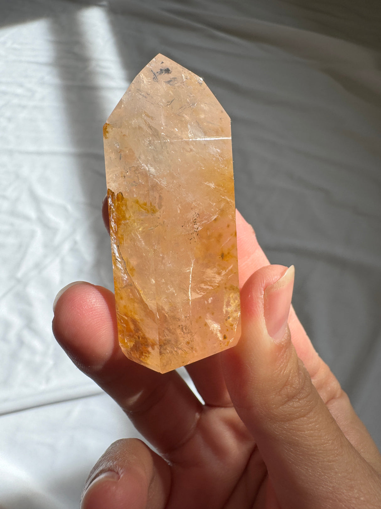 Gemmy Rose Quartz Tower with Golden Healer