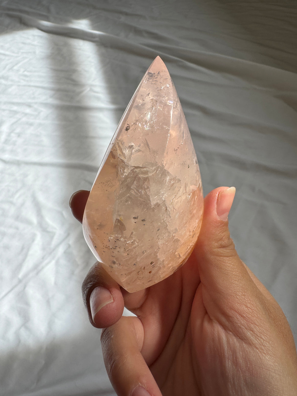 Gemmy Rose Quartz Flame with Golden Healer