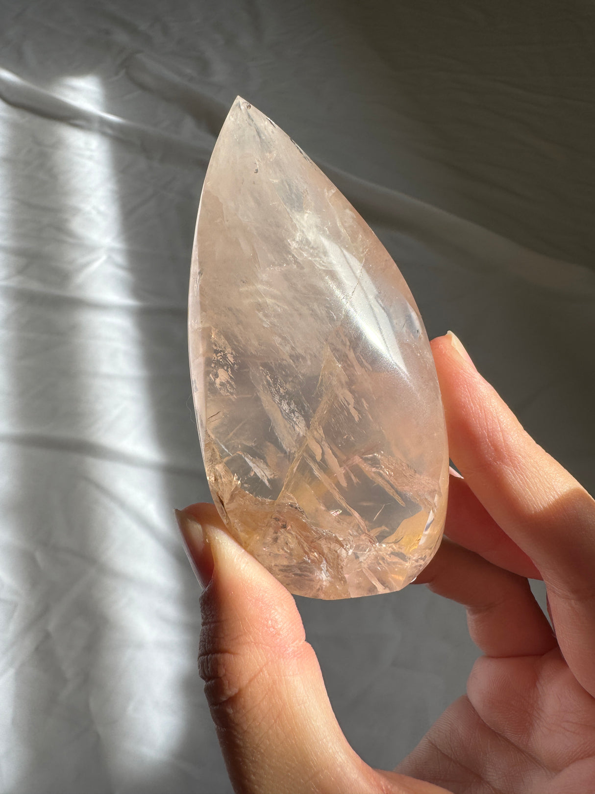 Gemmy Rose Quartz Flame with Golden Healer