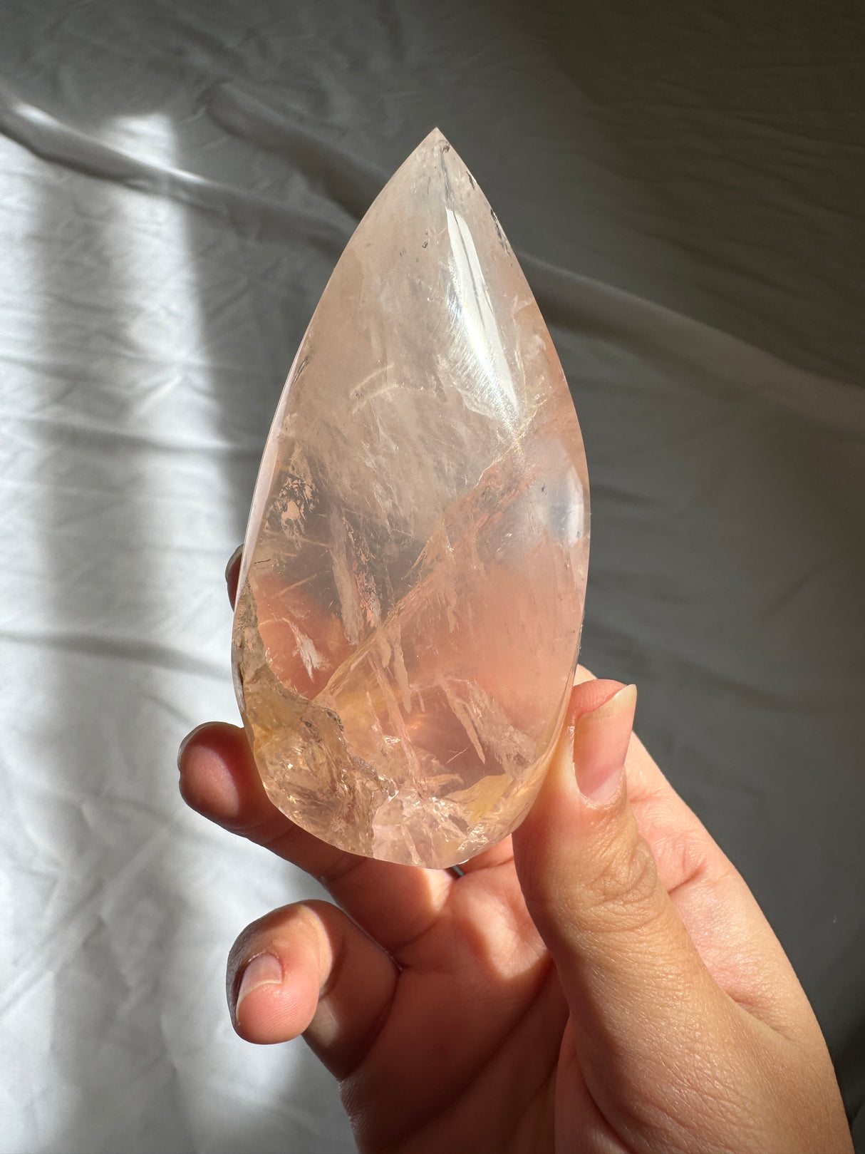 Gemmy Rose Quartz Flame with Golden Healer