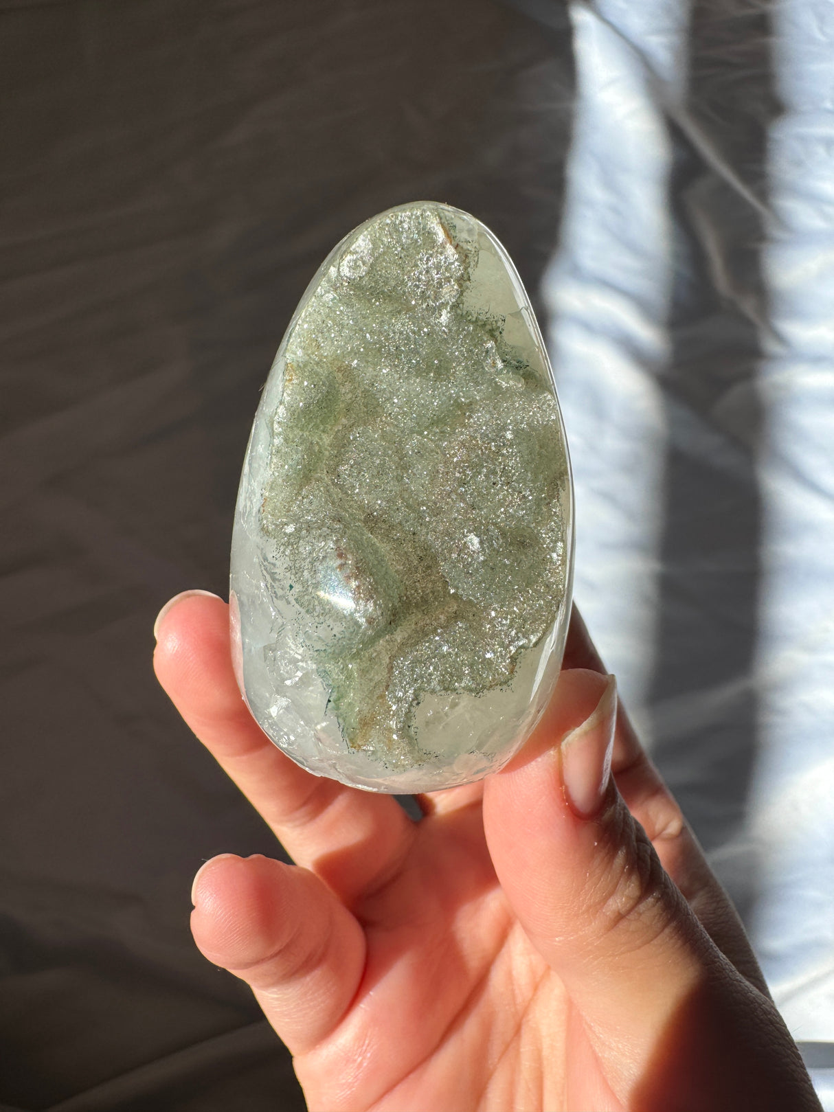 Green Druzy Rainbow Amethyst Cut Base