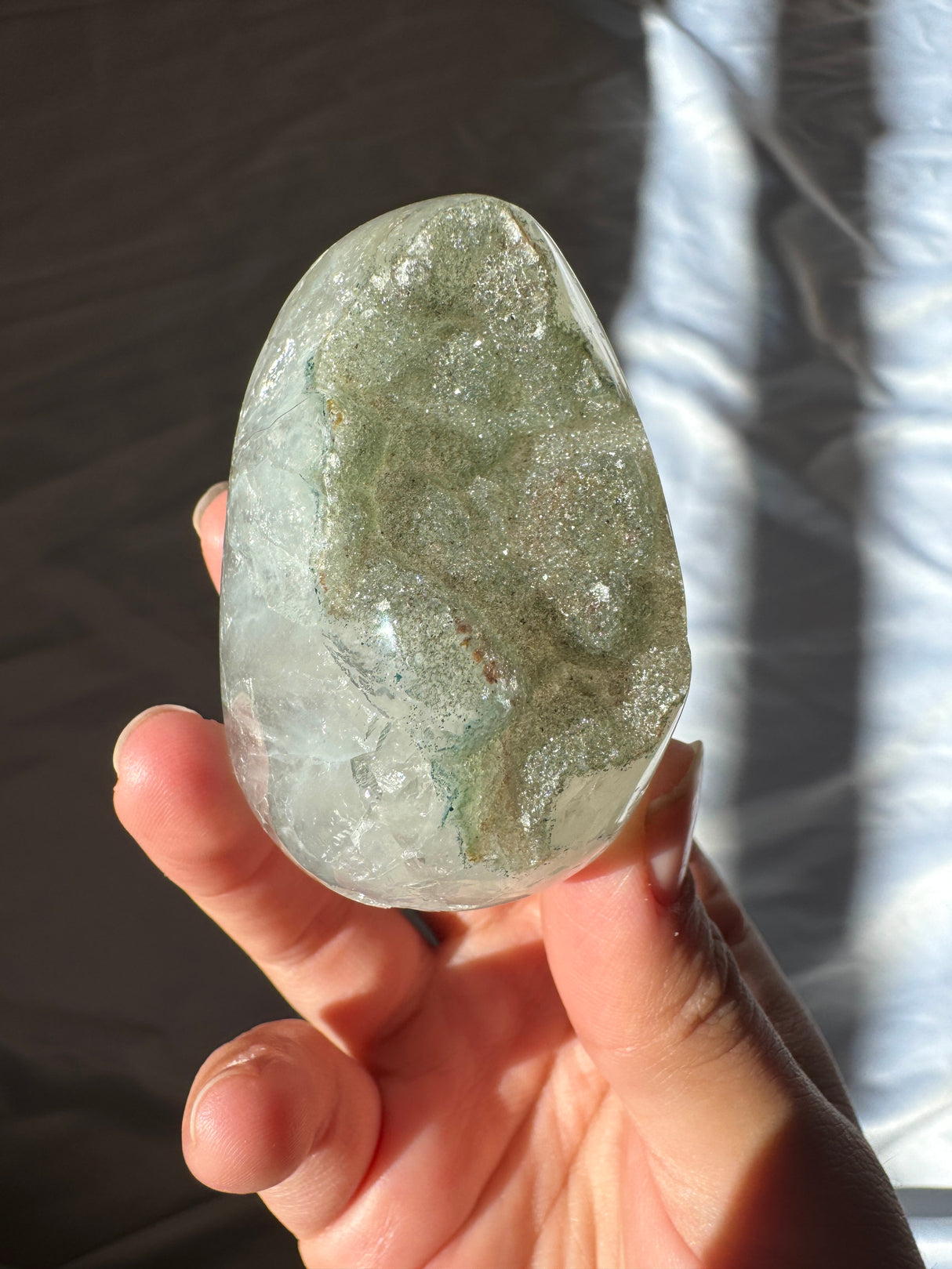 Green Druzy Rainbow Amethyst Cut Base