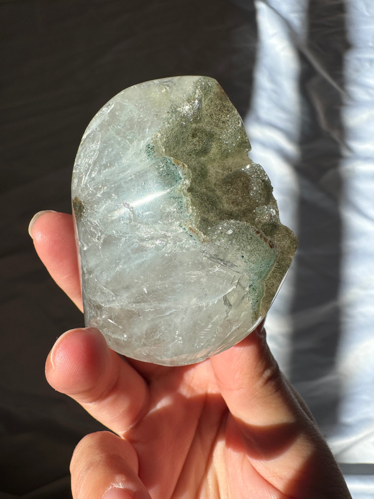 Green Druzy Rainbow Amethyst Cut Base