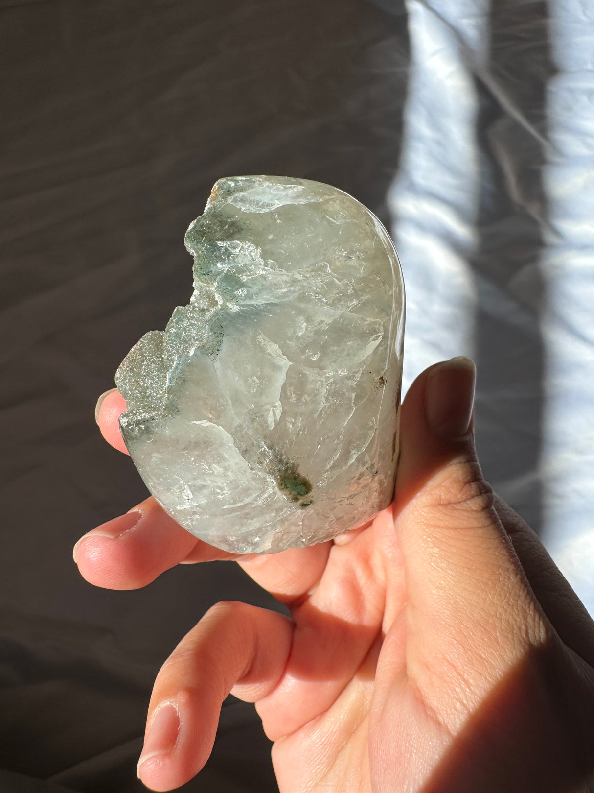 Green Druzy Rainbow Amethyst Cut Base