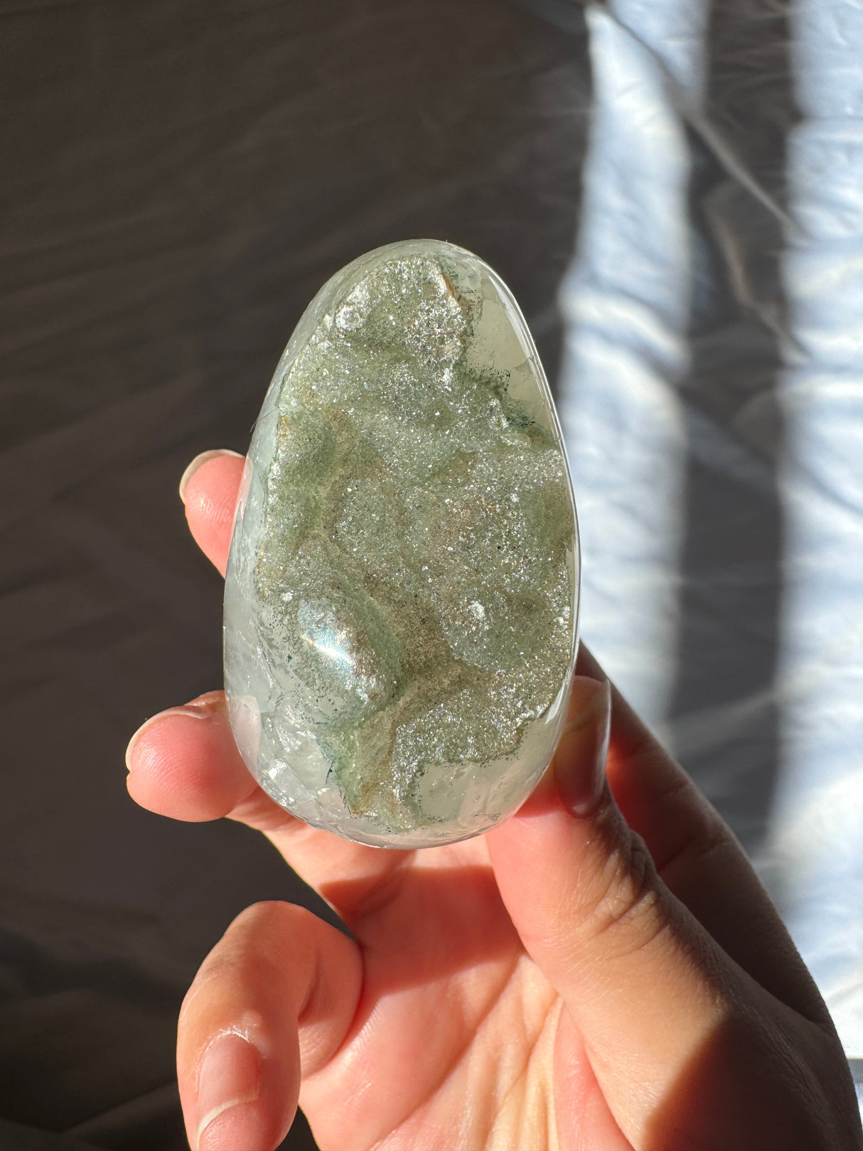 Green Druzy Rainbow Amethyst Cut Base