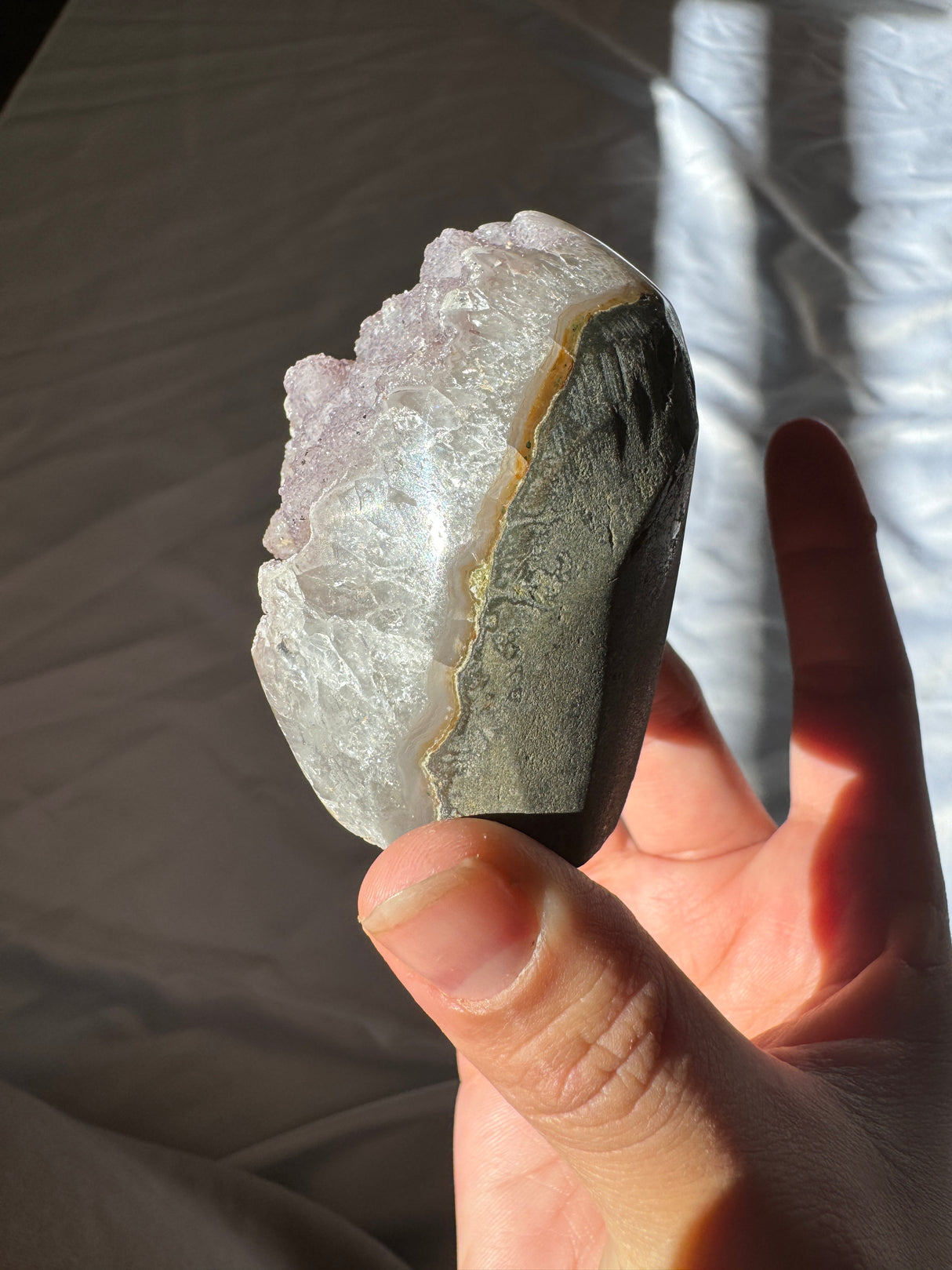 Lavender Druzy Rainbow Amethyst Cut Base