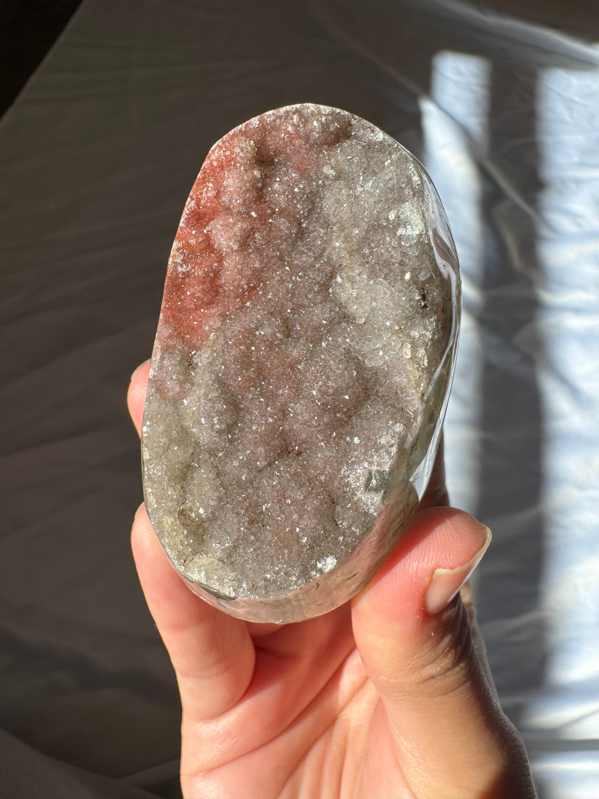 Red Druzy Rainbow Amethyst Cut Base