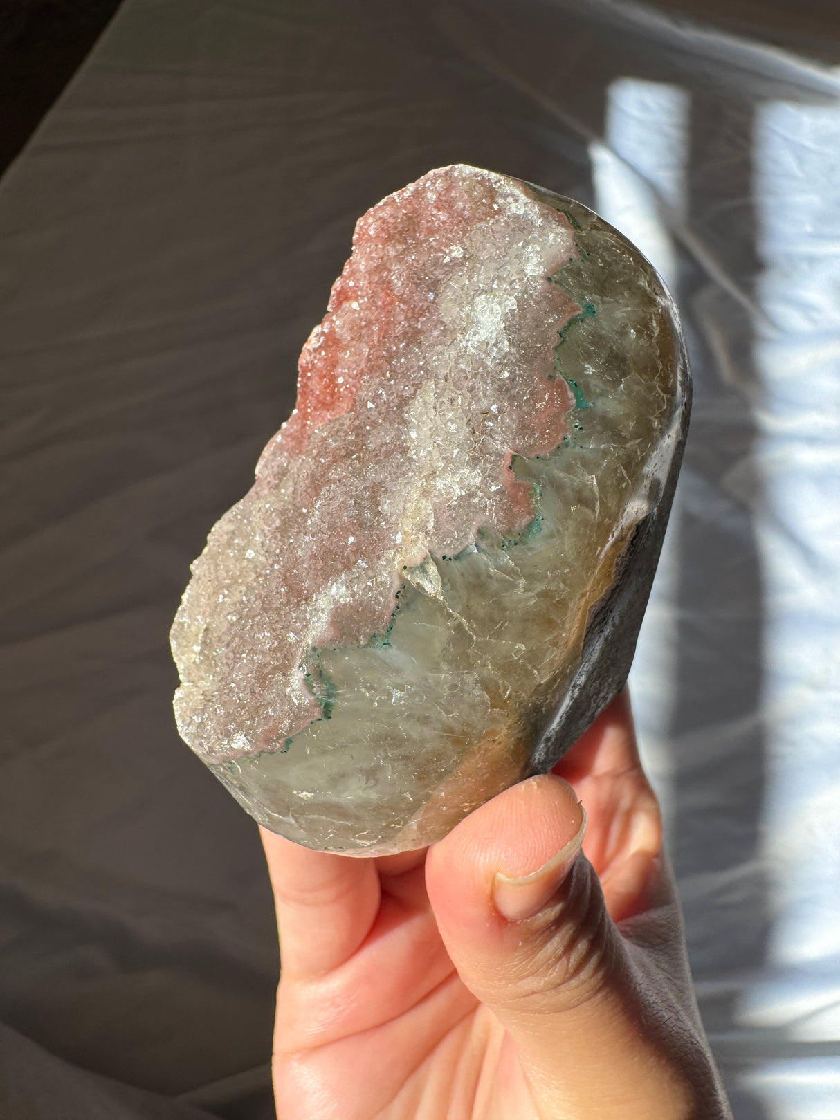 Red Druzy Rainbow Amethyst Cut Base