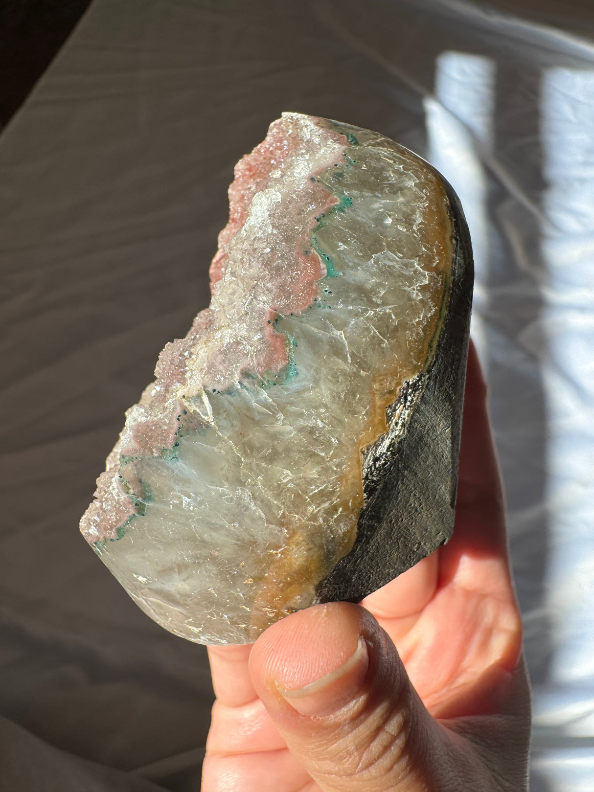 Red Druzy Rainbow Amethyst Cut Base