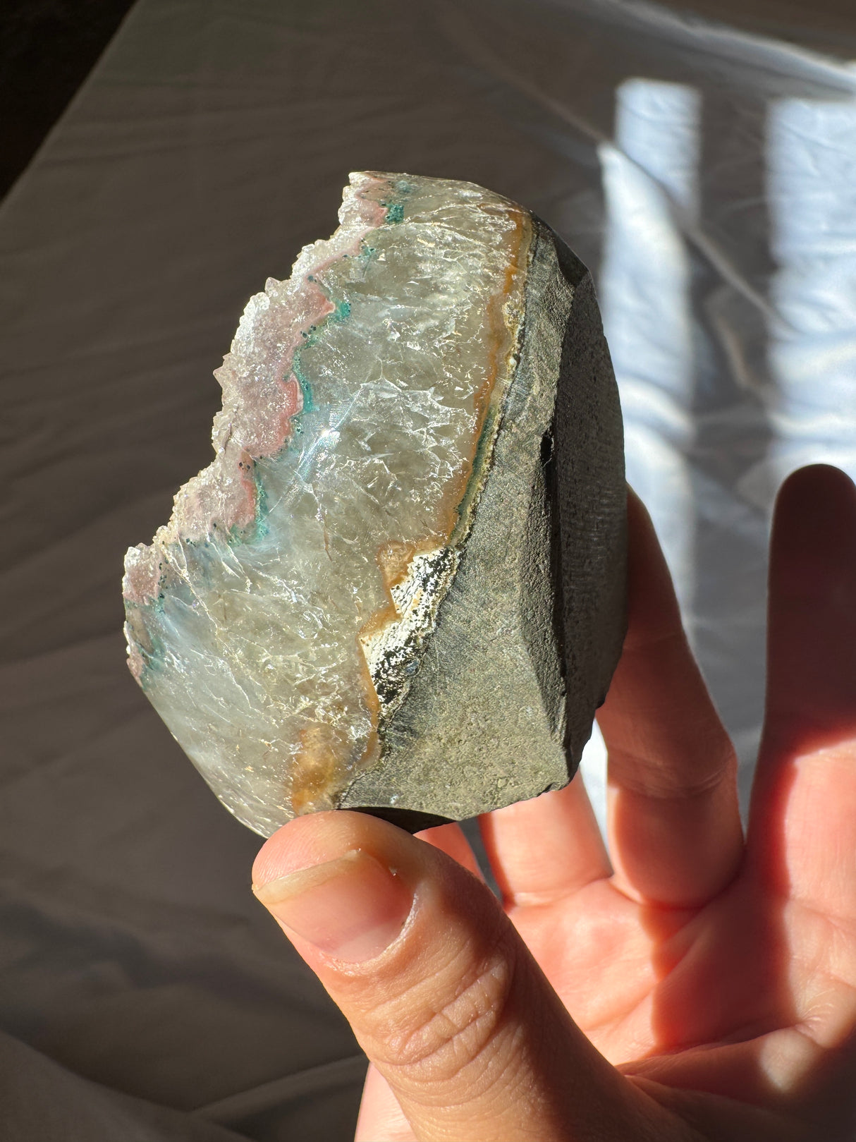 Red Druzy Rainbow Amethyst Cut Base