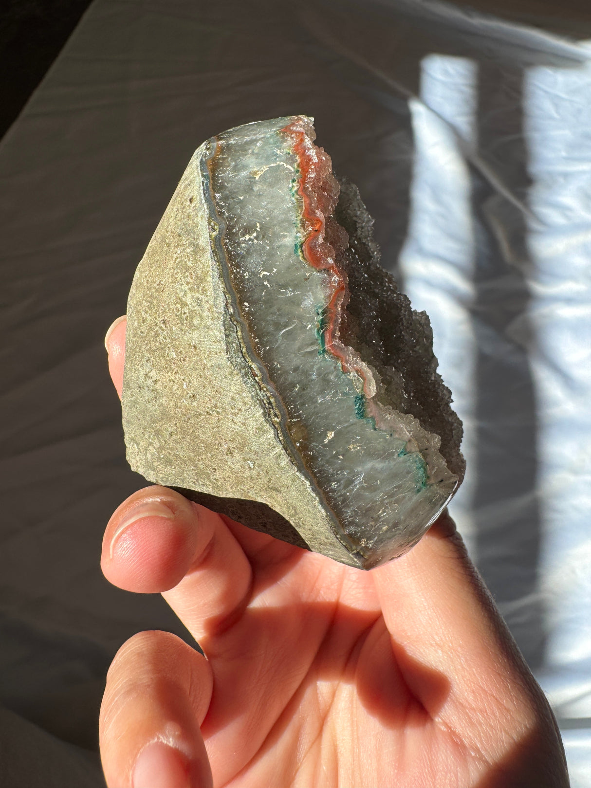 Red Druzy Rainbow Amethyst Cut Base