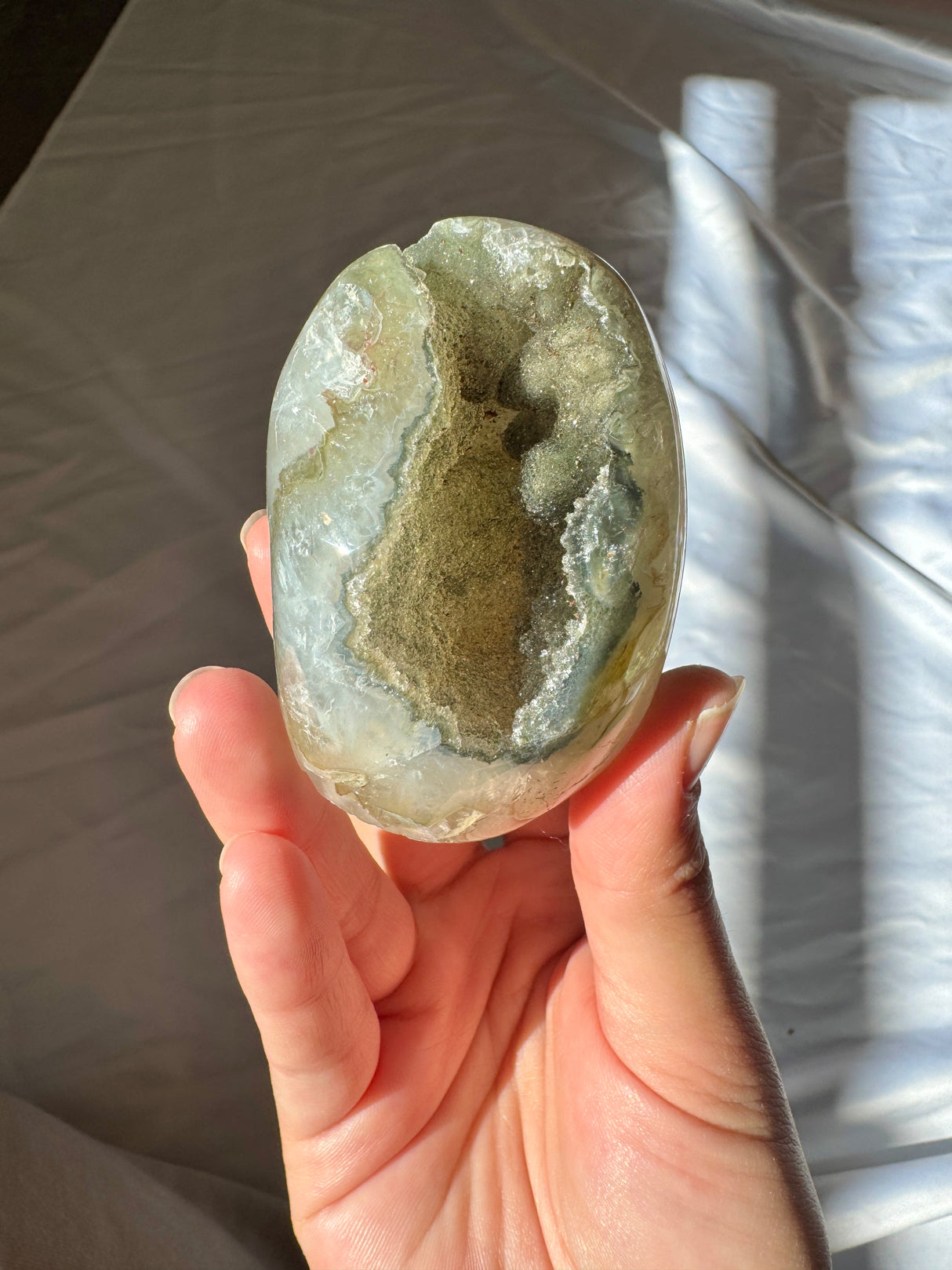 Green Druzy Rainbow Amethyst Cut Base