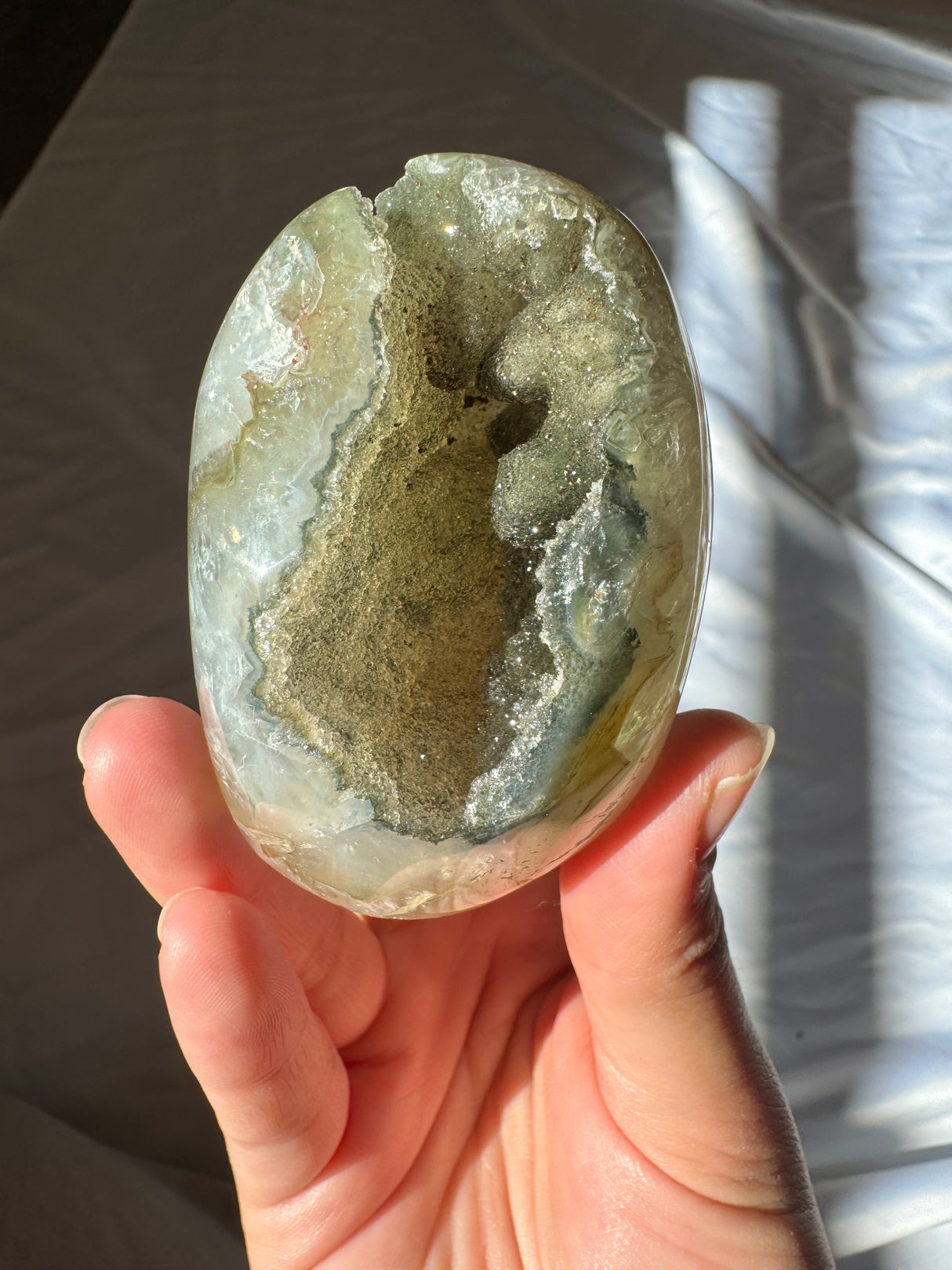 Green Druzy Rainbow Amethyst Cut Base