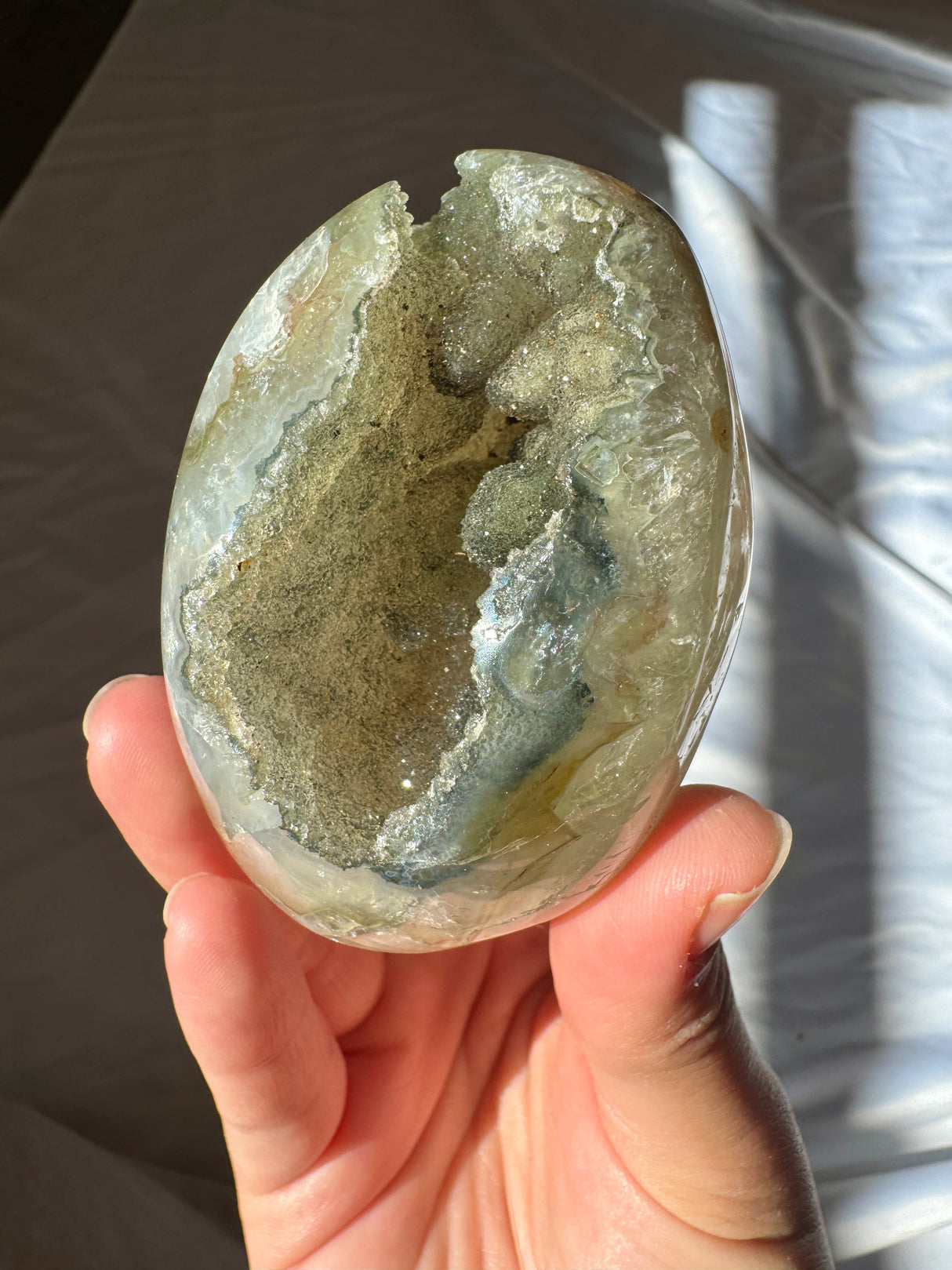 Green Druzy Rainbow Amethyst Cut Base