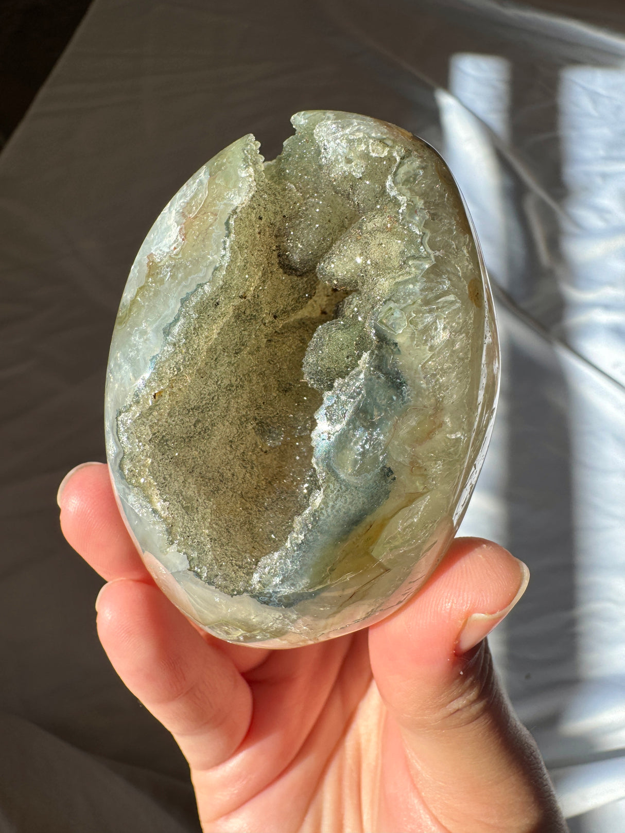 Green Druzy Rainbow Amethyst Cut Base