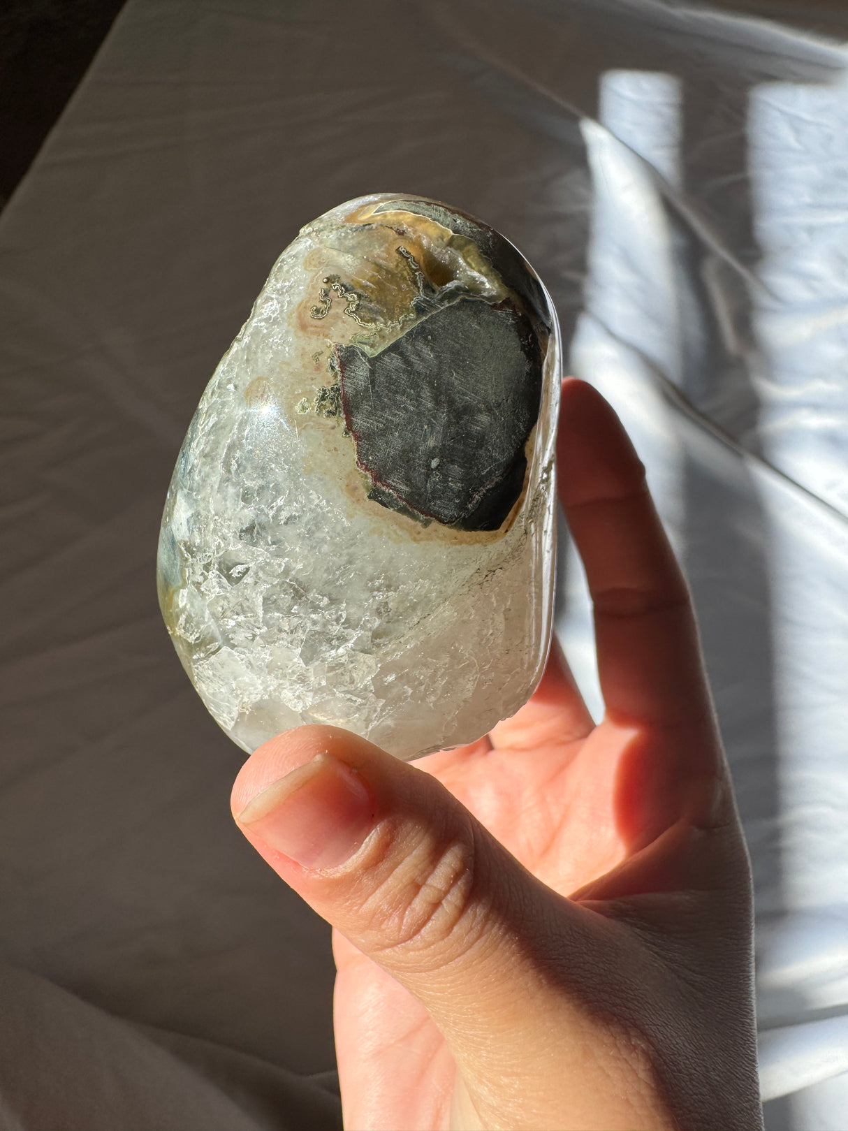 Green Druzy Rainbow Amethyst Cut Base