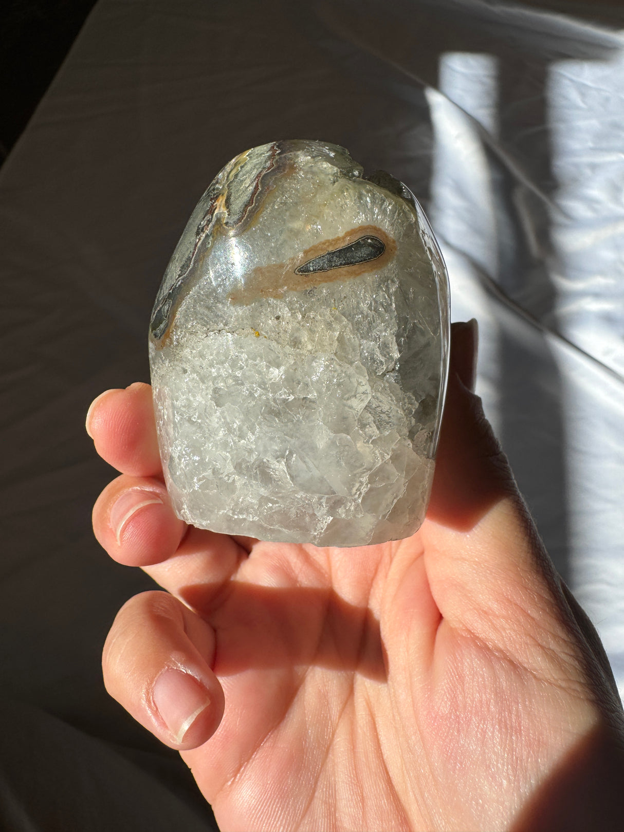 Green Druzy Rainbow Amethyst Cut Base