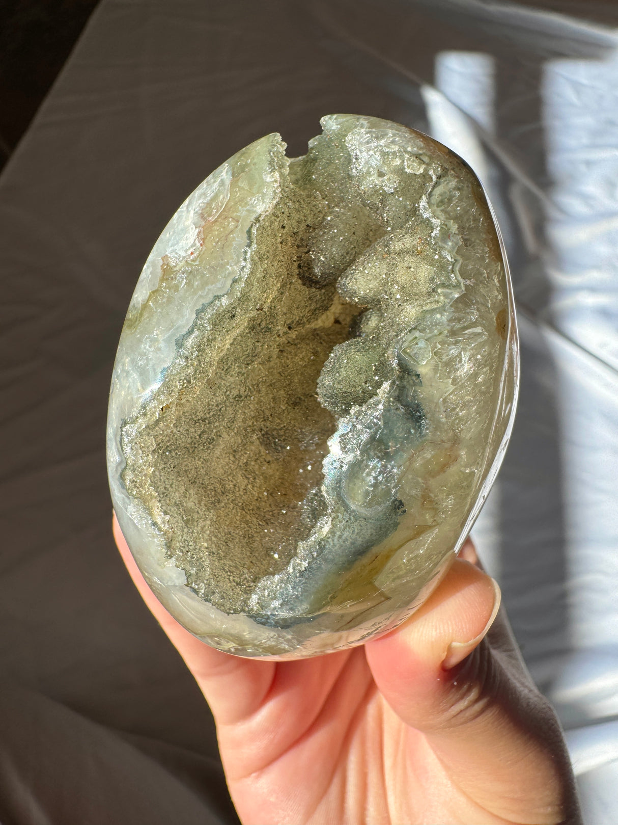 Green Druzy Rainbow Amethyst Cut Base