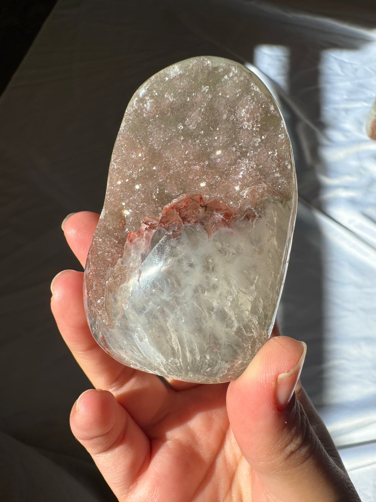 Pink Druzy Rainbow Amethyst Cut Base