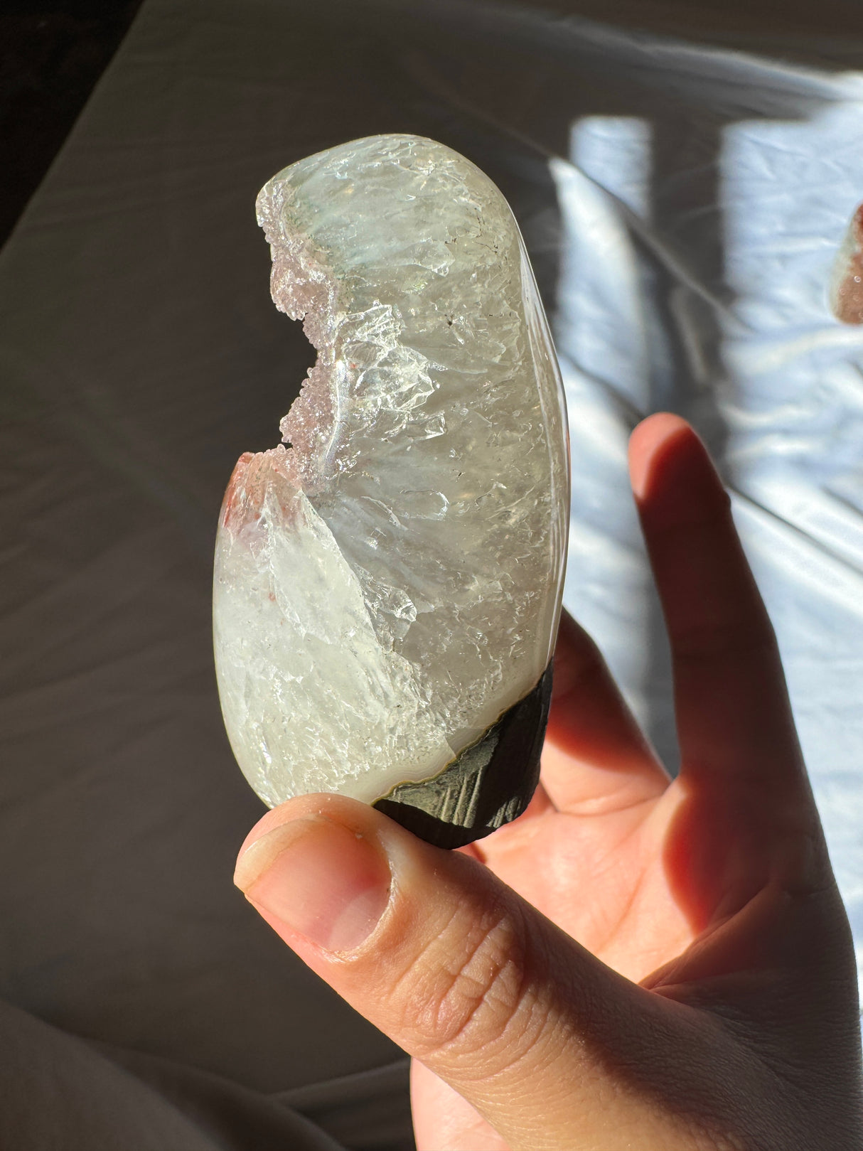 Pink Druzy Rainbow Amethyst Cut Base