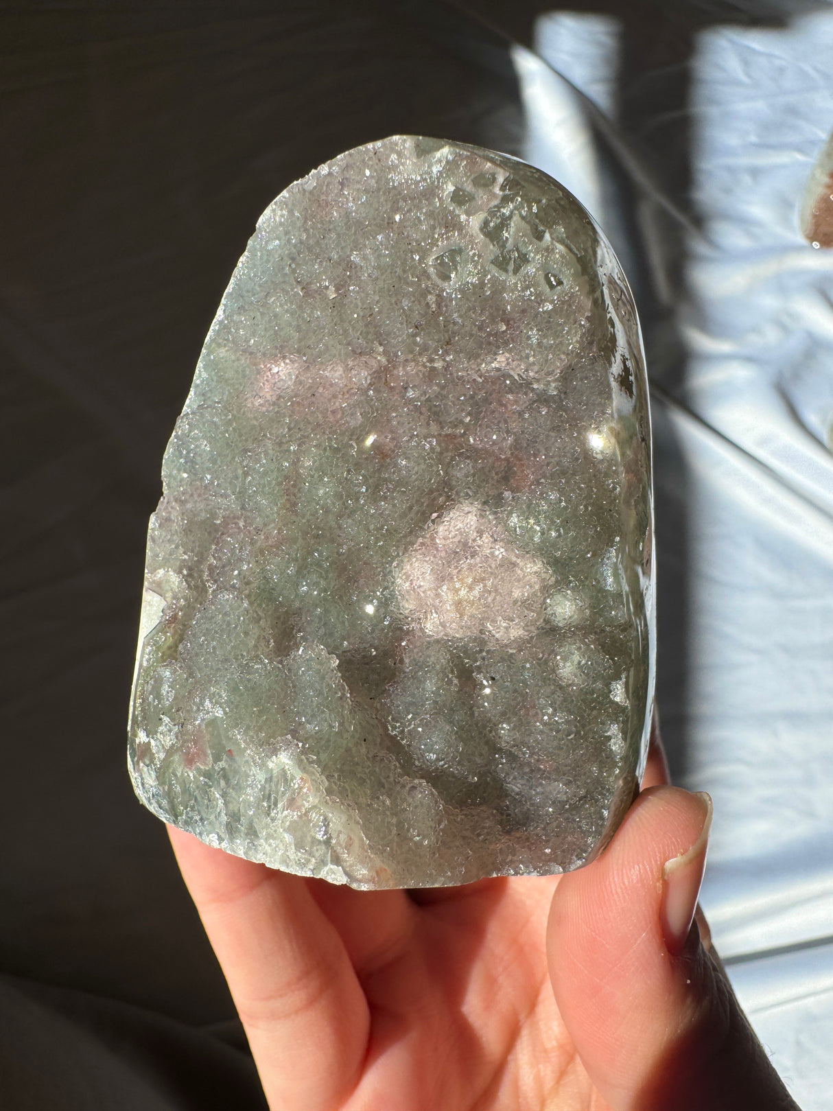 Multicolored Green and Pink Druzy Rainbow Amethyst Cut Base