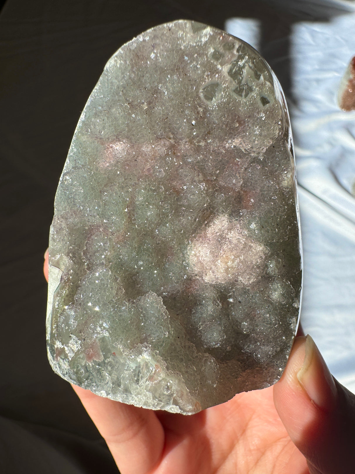 Multicolored Green and Pink Druzy Rainbow Amethyst Cut Base