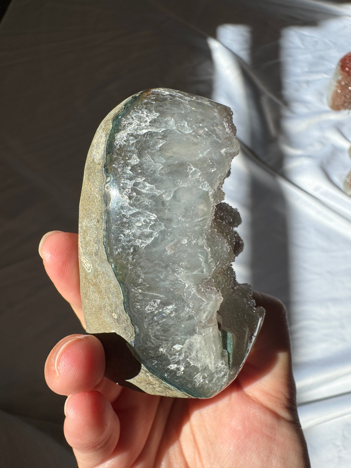 Multicolored Green and Pink Druzy Rainbow Amethyst Cut Base