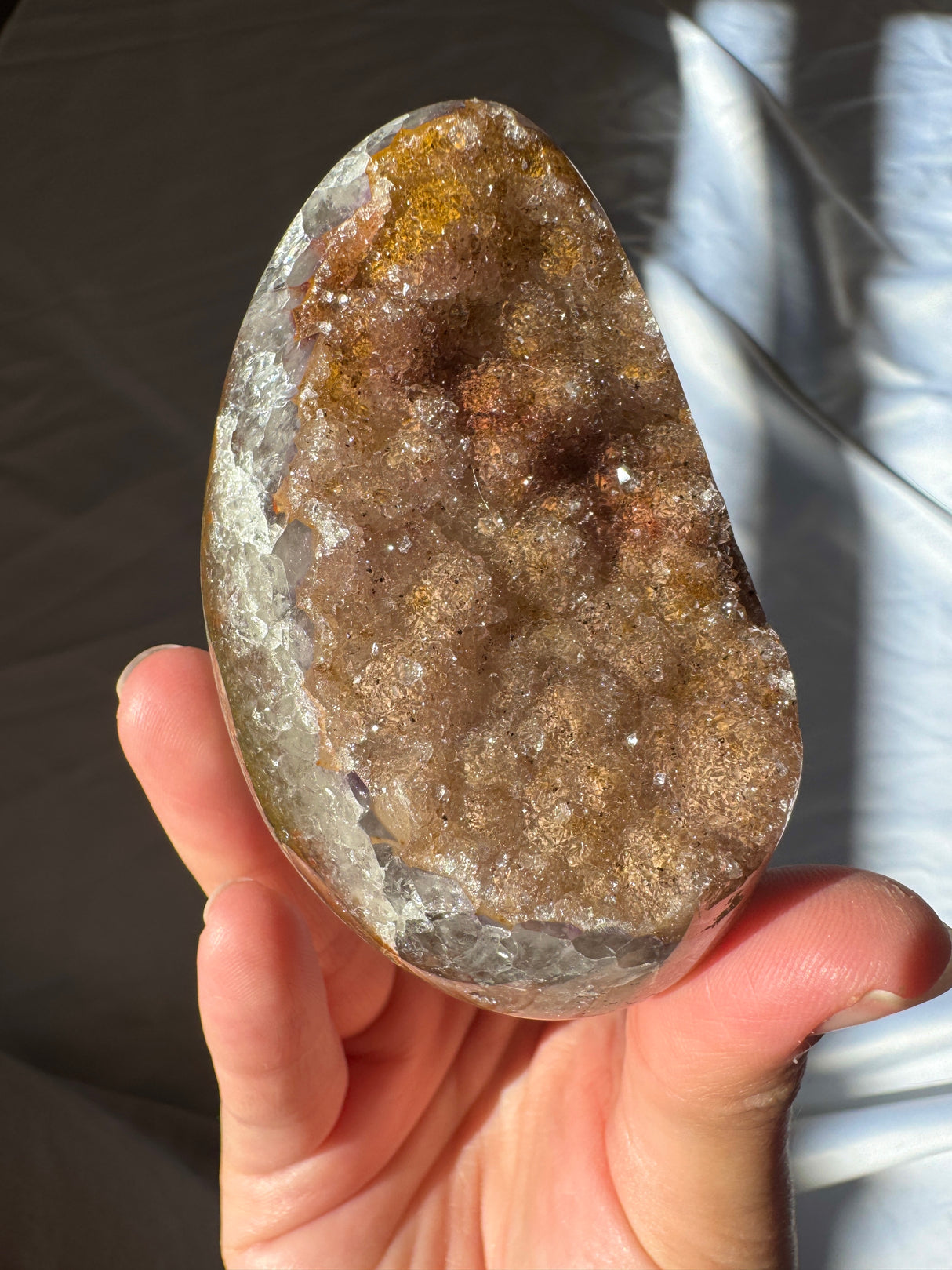 Autumn Gold Druzy Rainbow Amethyst Cut Base