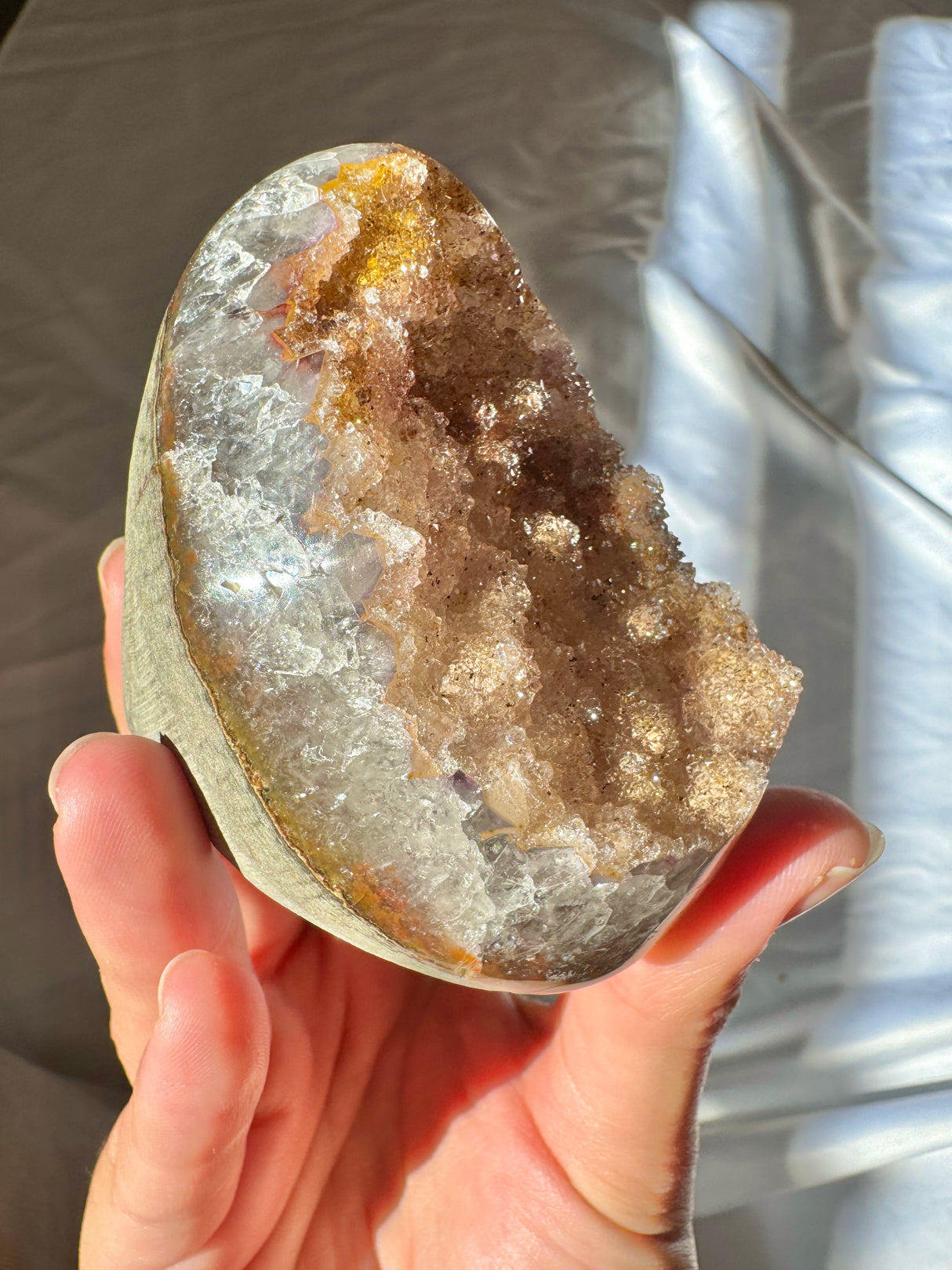 Autumn Gold Druzy Rainbow Amethyst Cut Base