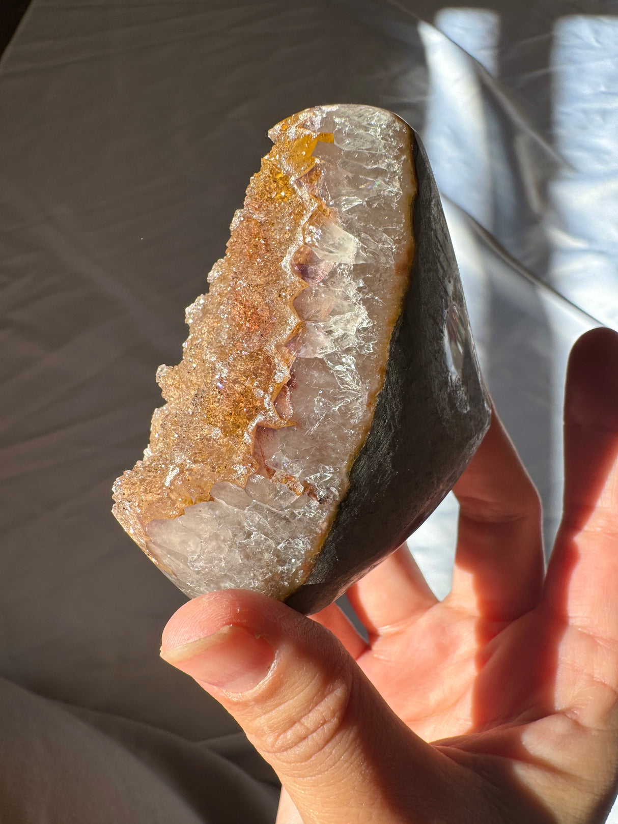 Autumn Gold Druzy Rainbow Amethyst Cut Base