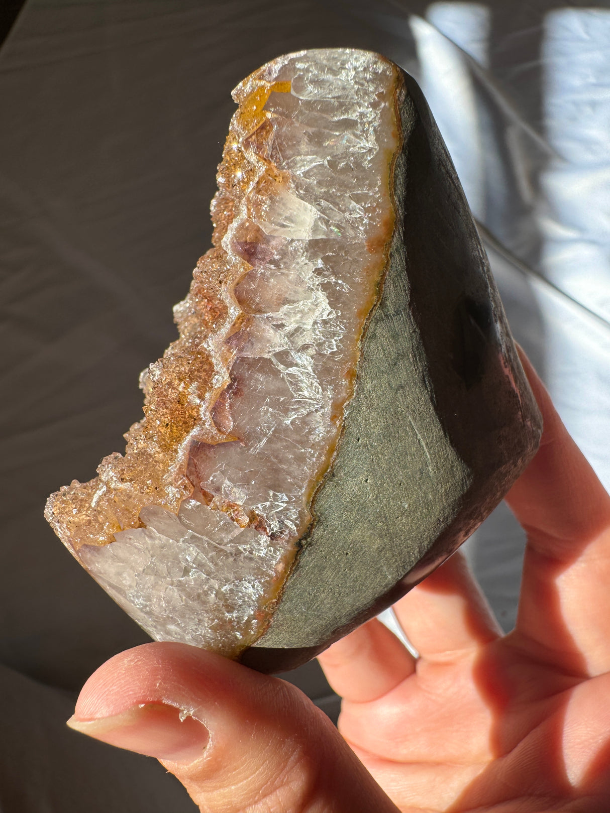 Autumn Gold Druzy Rainbow Amethyst Cut Base