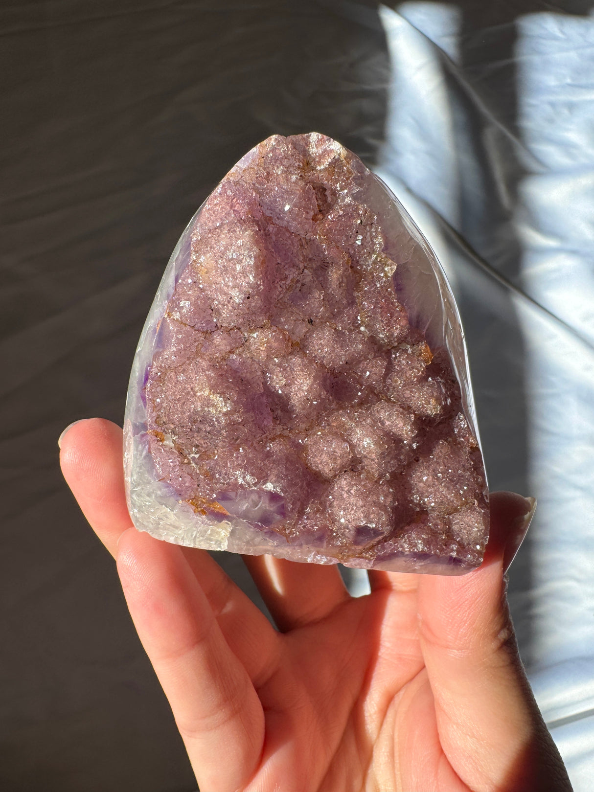 Pink and Purple Druzy Rainbow Amethyst Cut Base