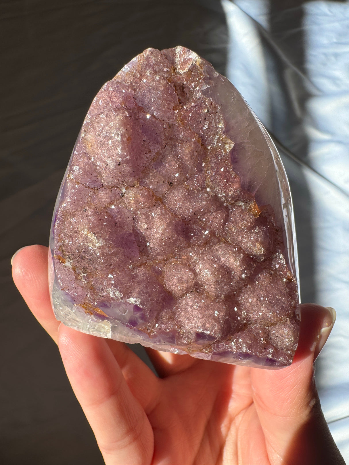 Pink and Purple Druzy Rainbow Amethyst Cut Base