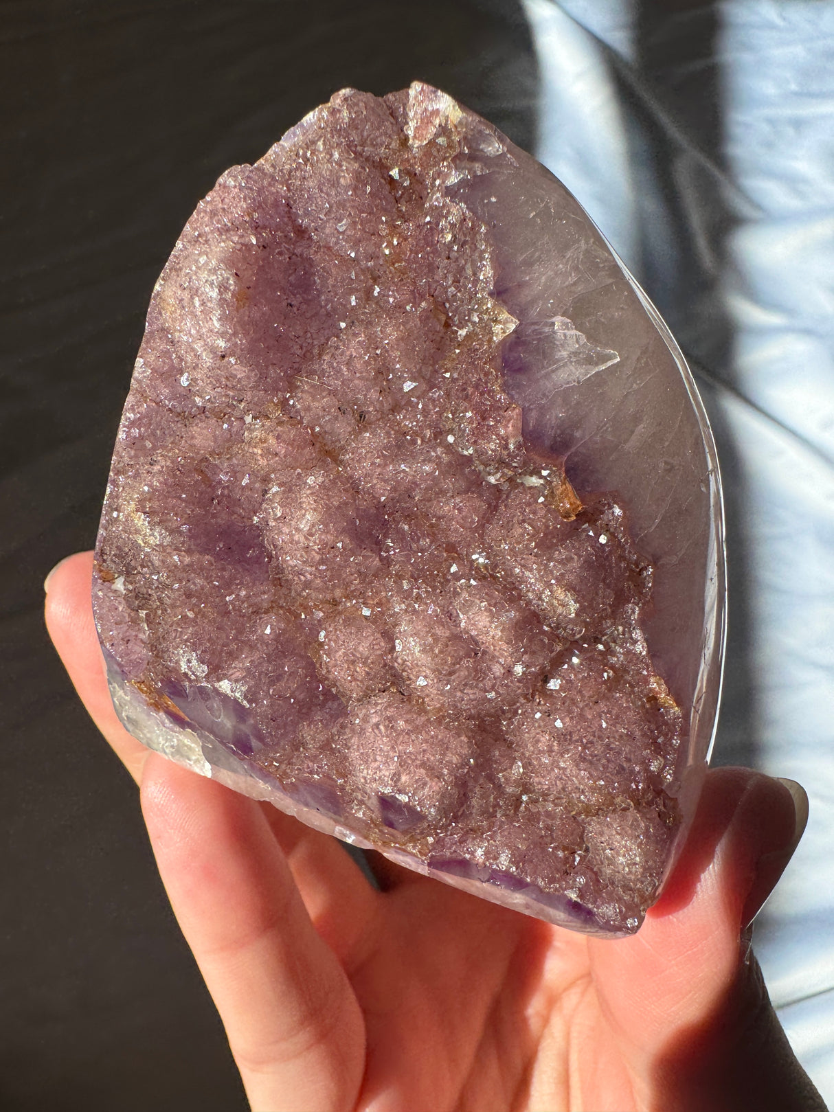 Pink and Purple Druzy Rainbow Amethyst Cut Base
