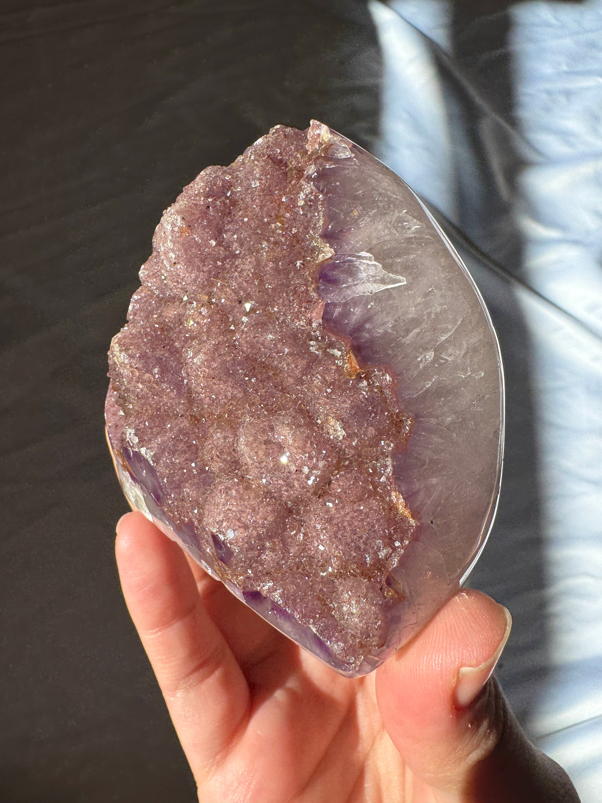 Pink and Purple Druzy Rainbow Amethyst Cut Base