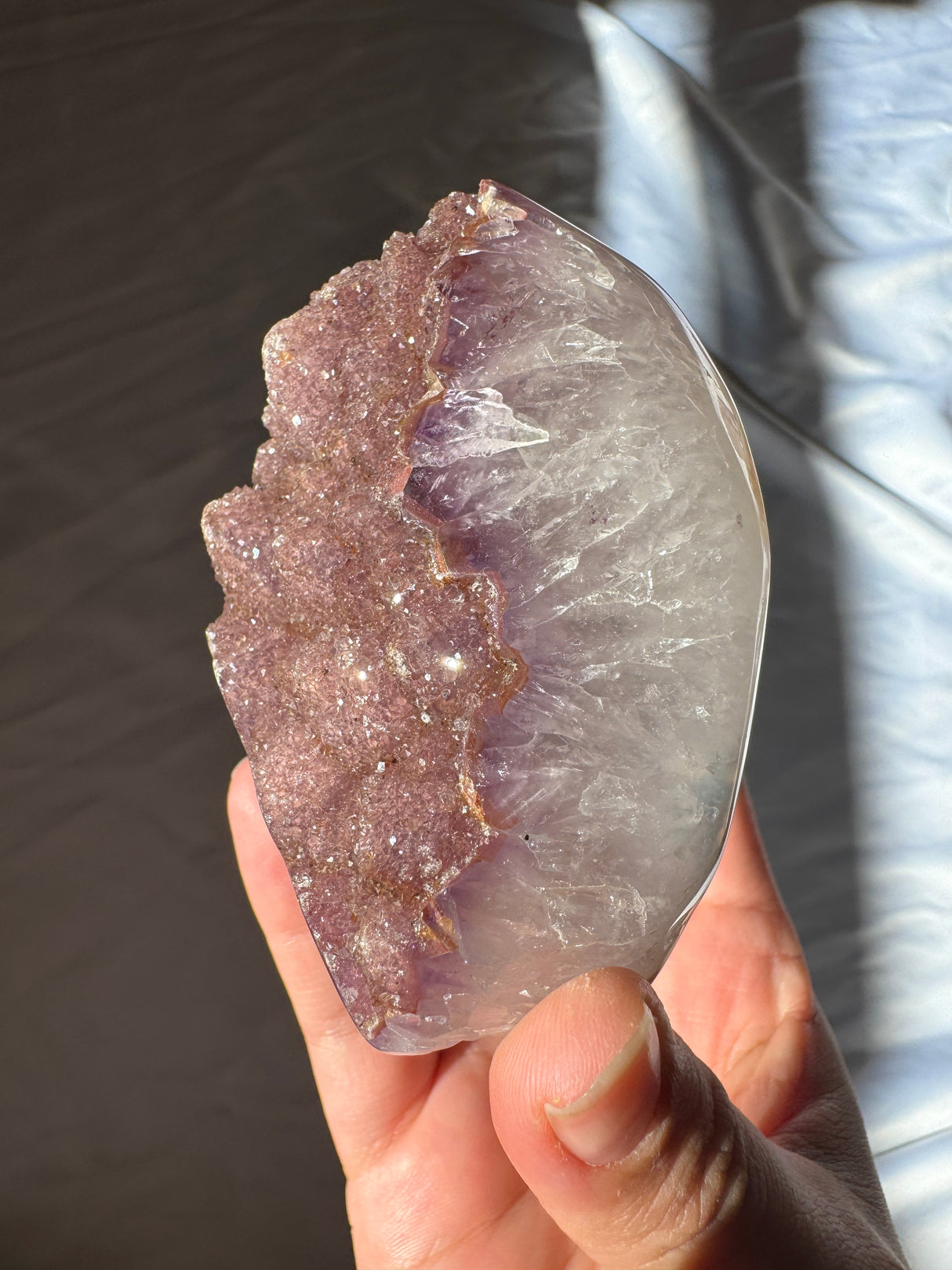 Pink and Purple Druzy Rainbow Amethyst Cut Base