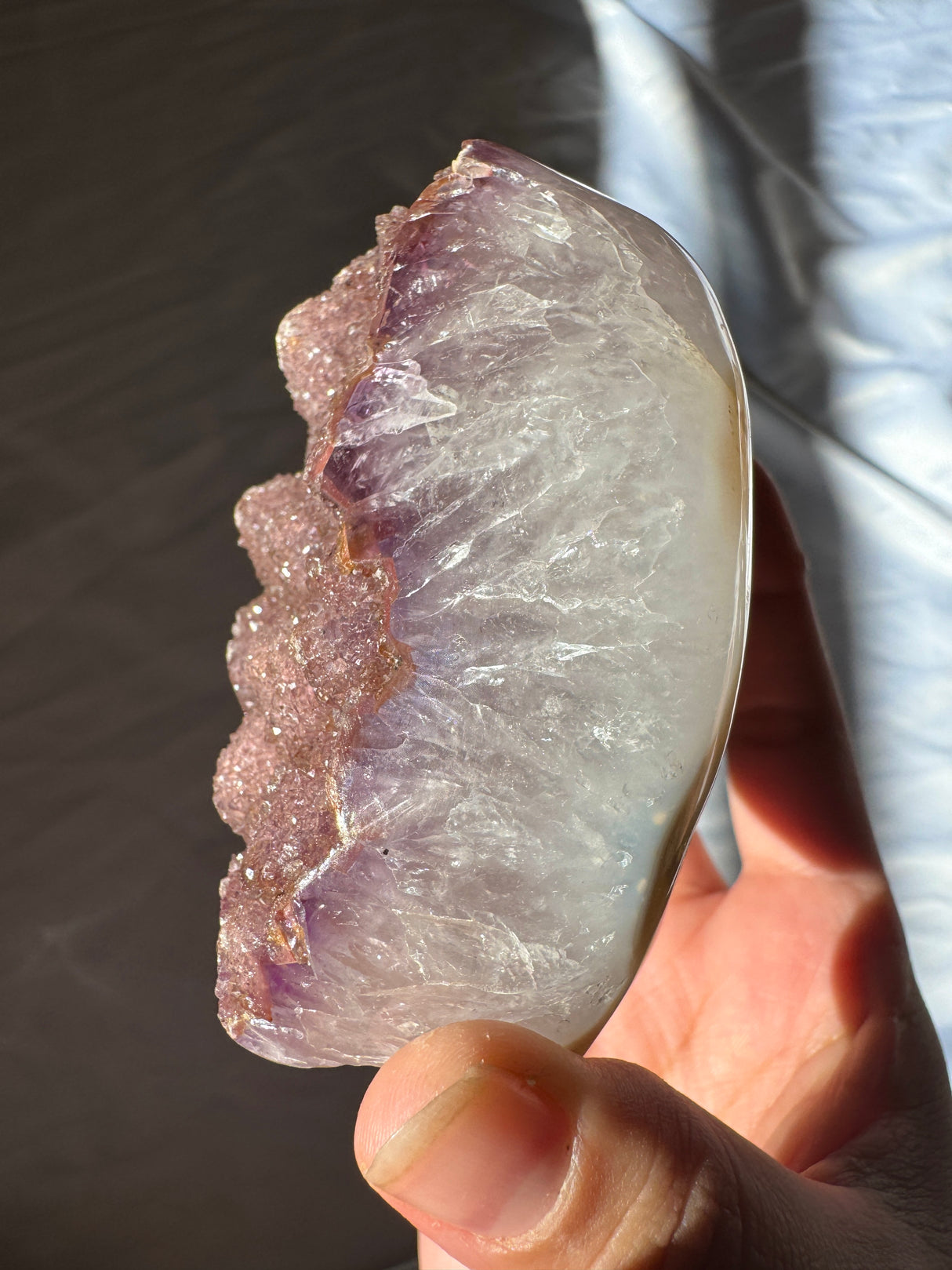 Pink and Purple Druzy Rainbow Amethyst Cut Base