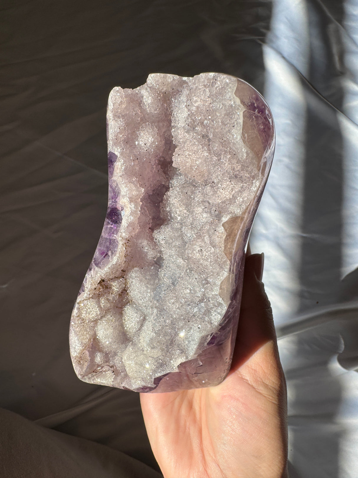 Large White Druzy Rainbow Amethyst Cut Base