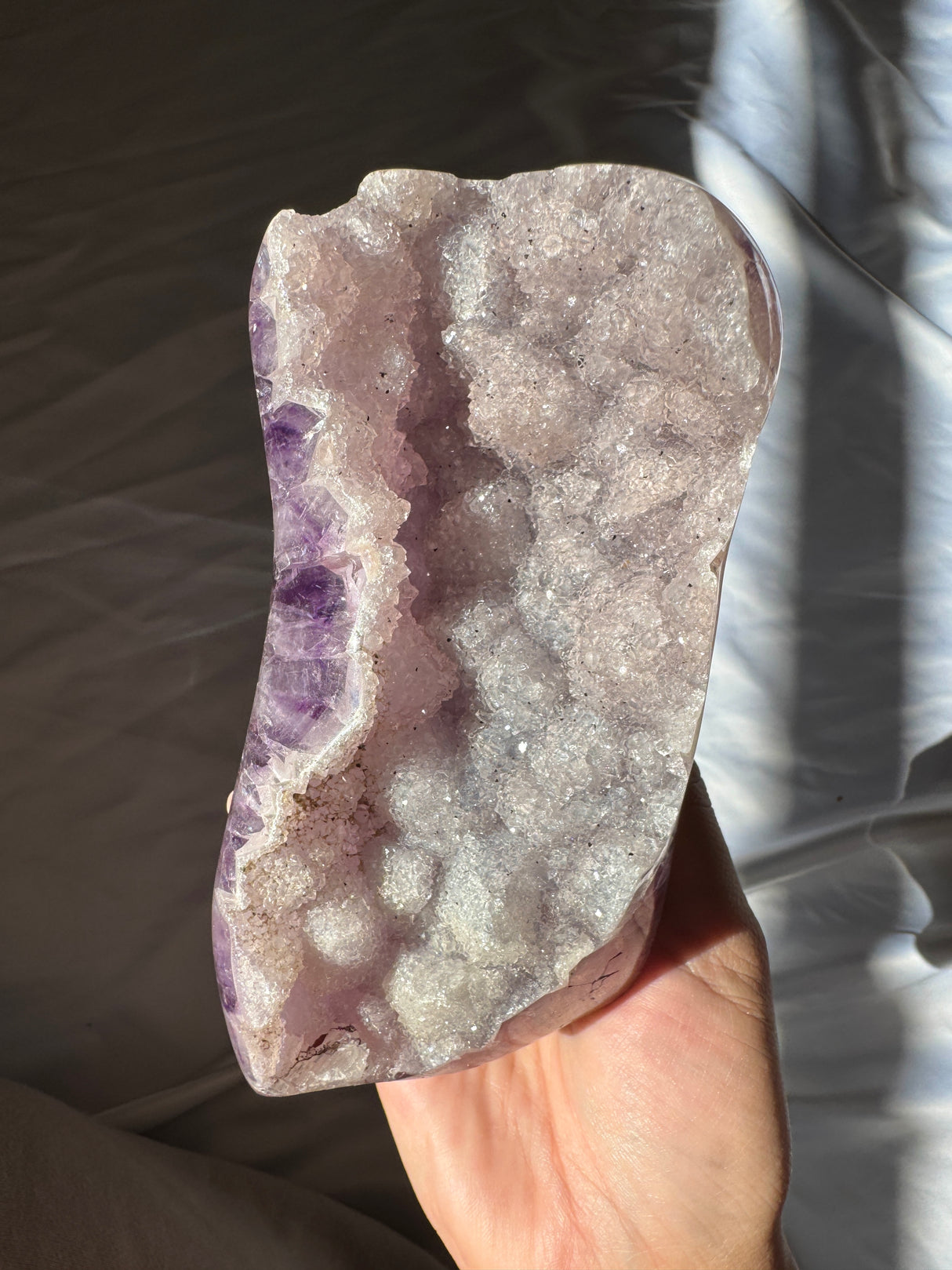 Large White Druzy Rainbow Amethyst Cut Base