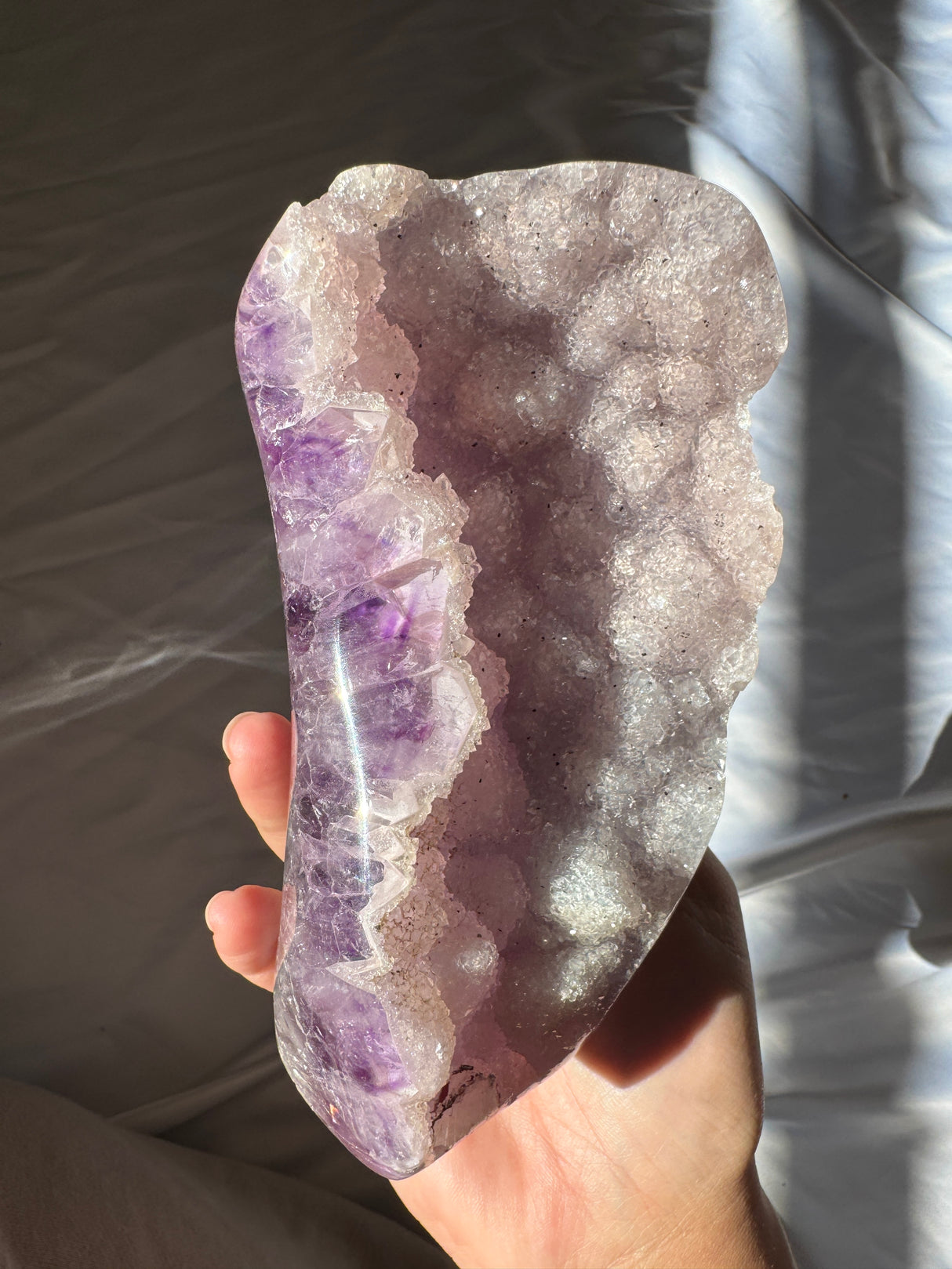 Large White Druzy Rainbow Amethyst Cut Base