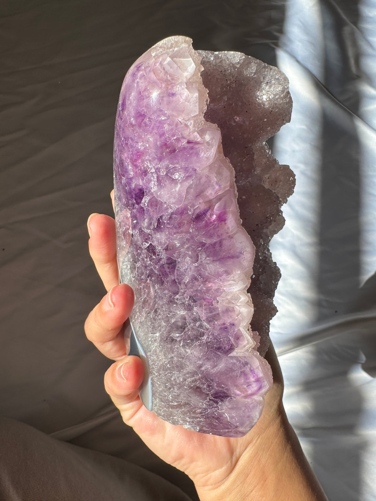 Large White Druzy Rainbow Amethyst Cut Base
