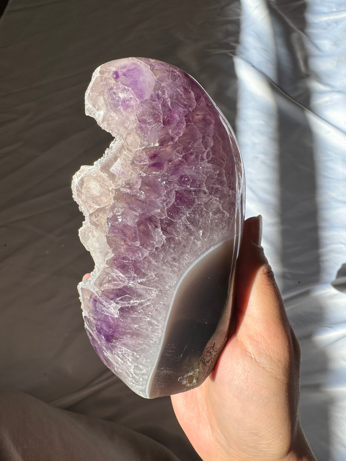 Large White Druzy Rainbow Amethyst Cut Base