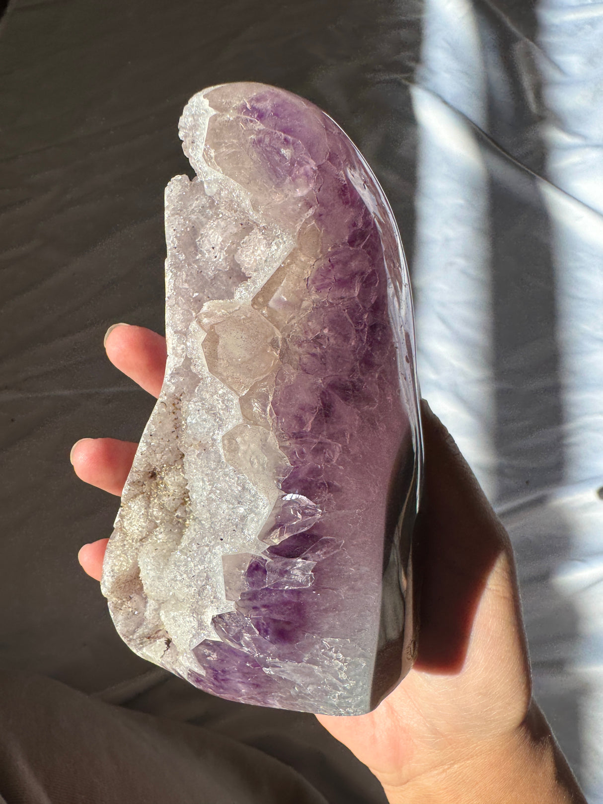 Large White Druzy Rainbow Amethyst Cut Base