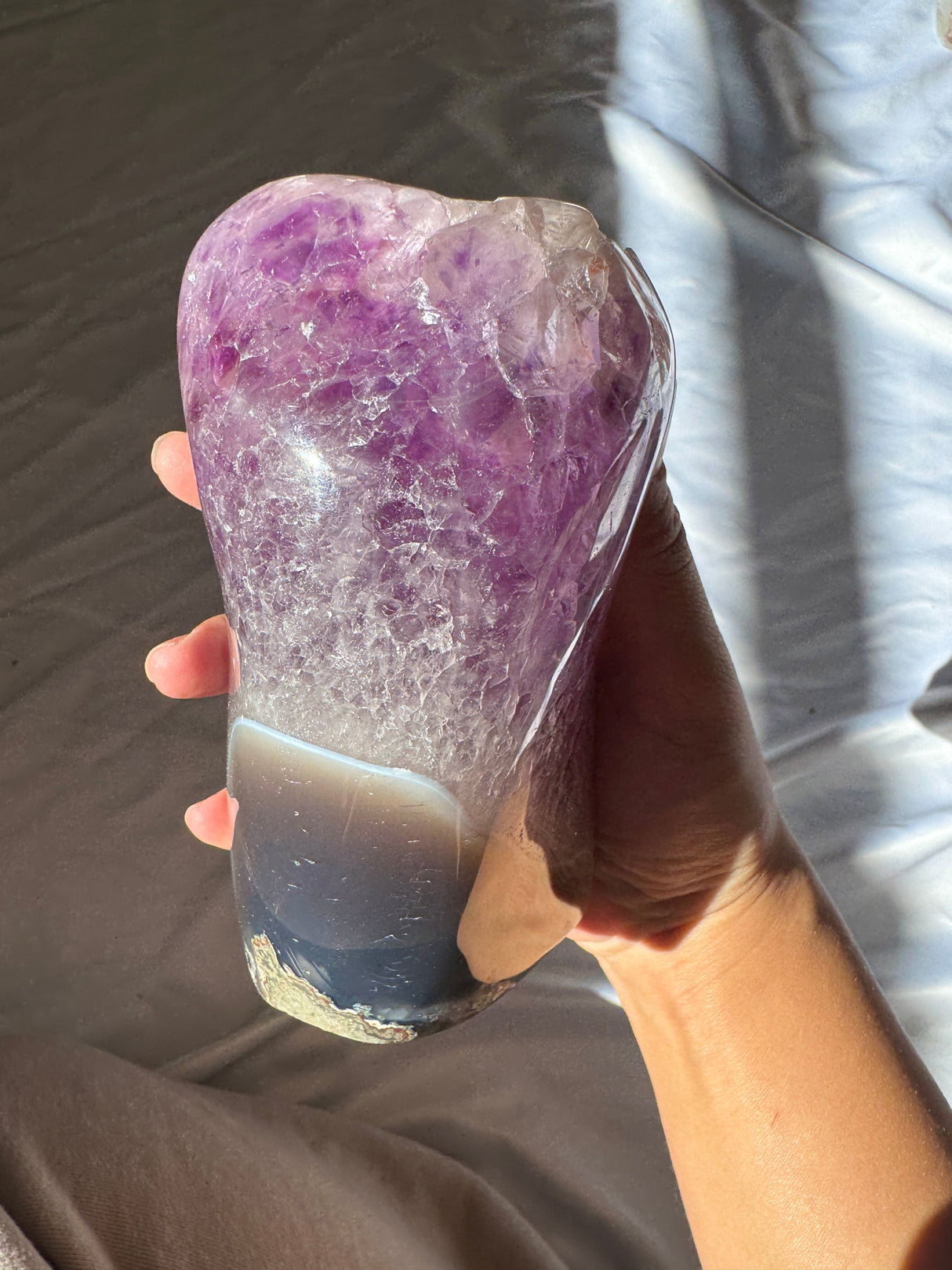 Large White Druzy Rainbow Amethyst Cut Base