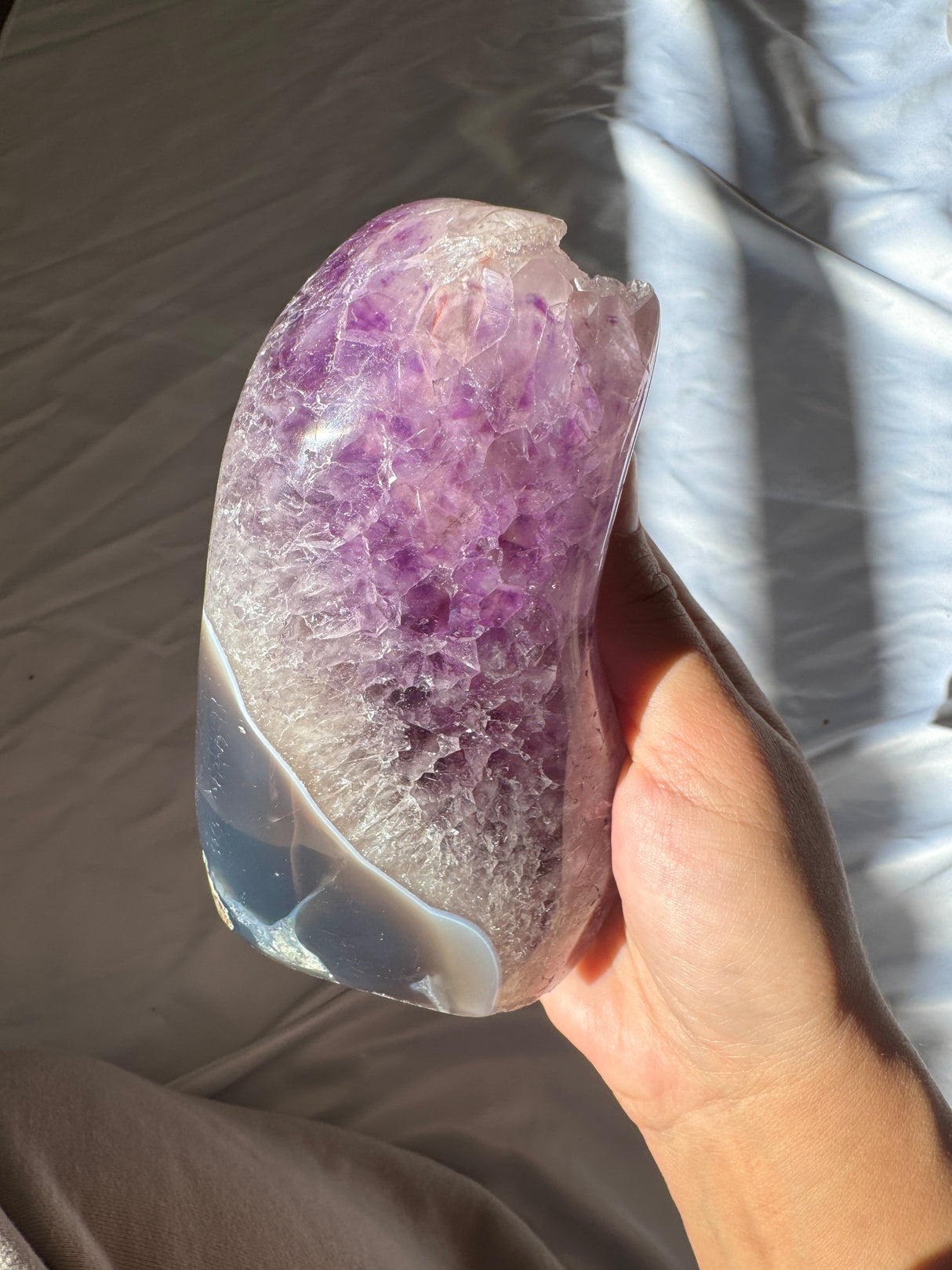 Large White Druzy Rainbow Amethyst Cut Base