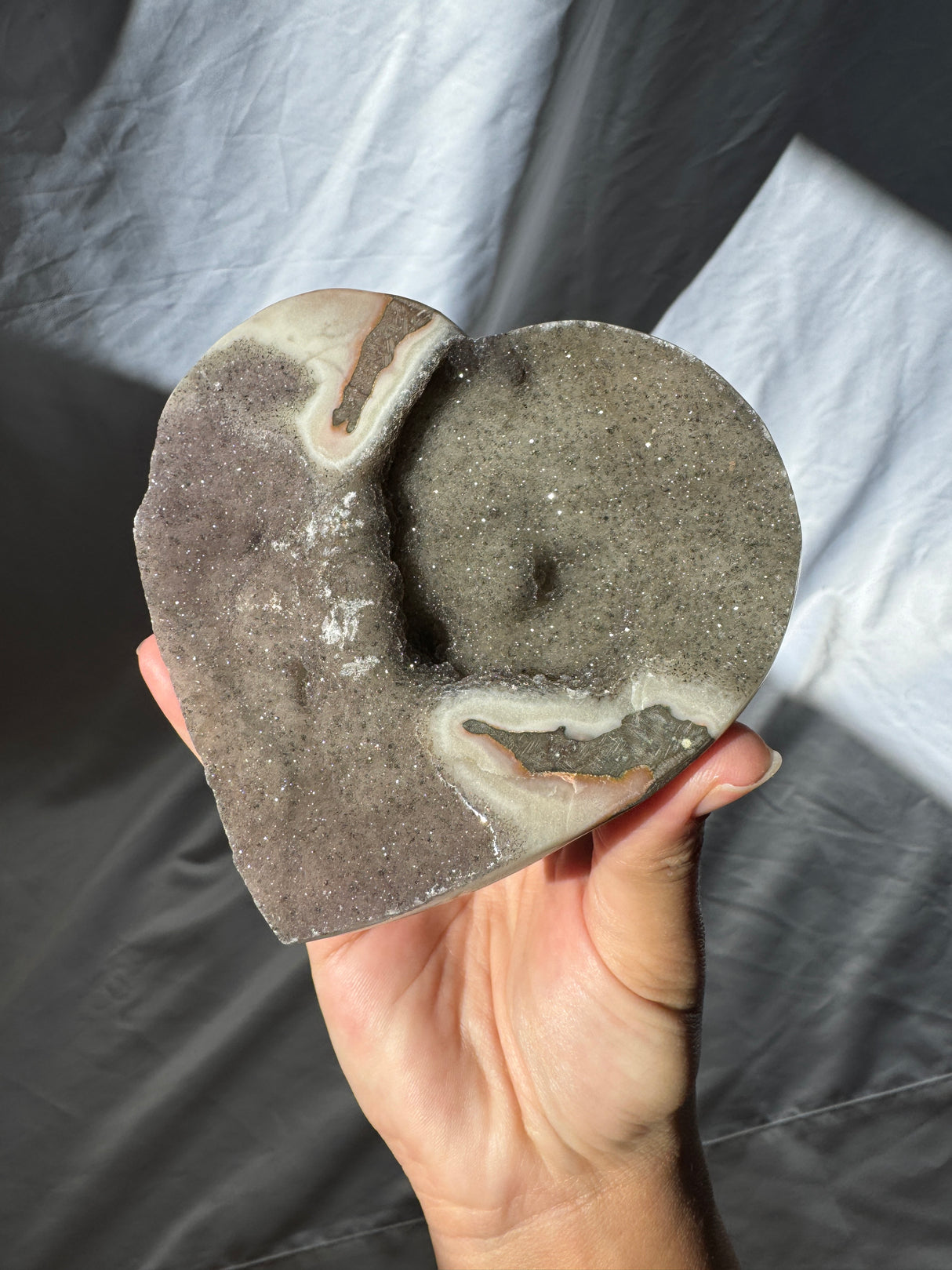 Smokey Sugar Druzy Rainbow Amethyst Heart