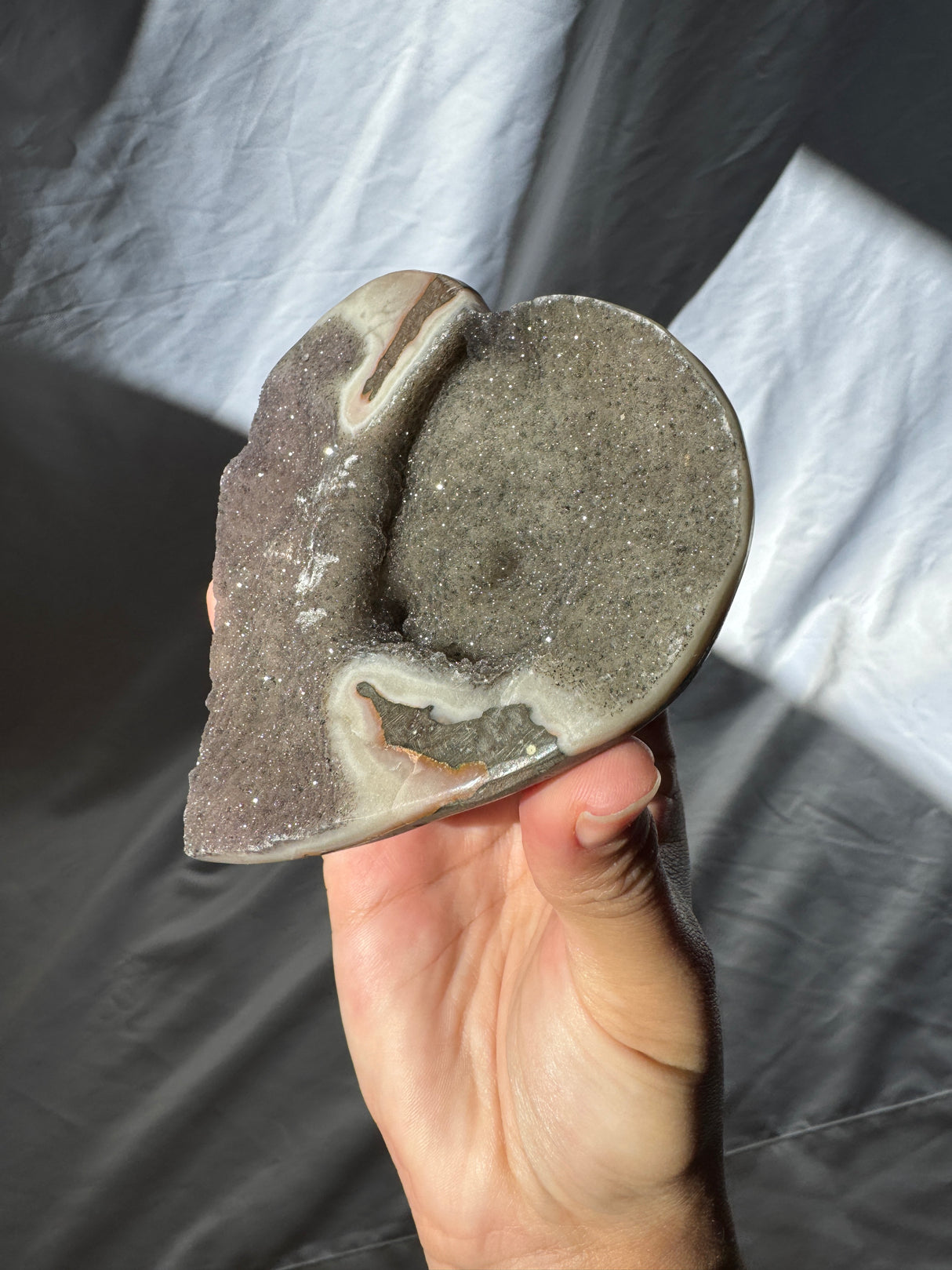 Smokey Sugar Druzy Rainbow Amethyst Heart