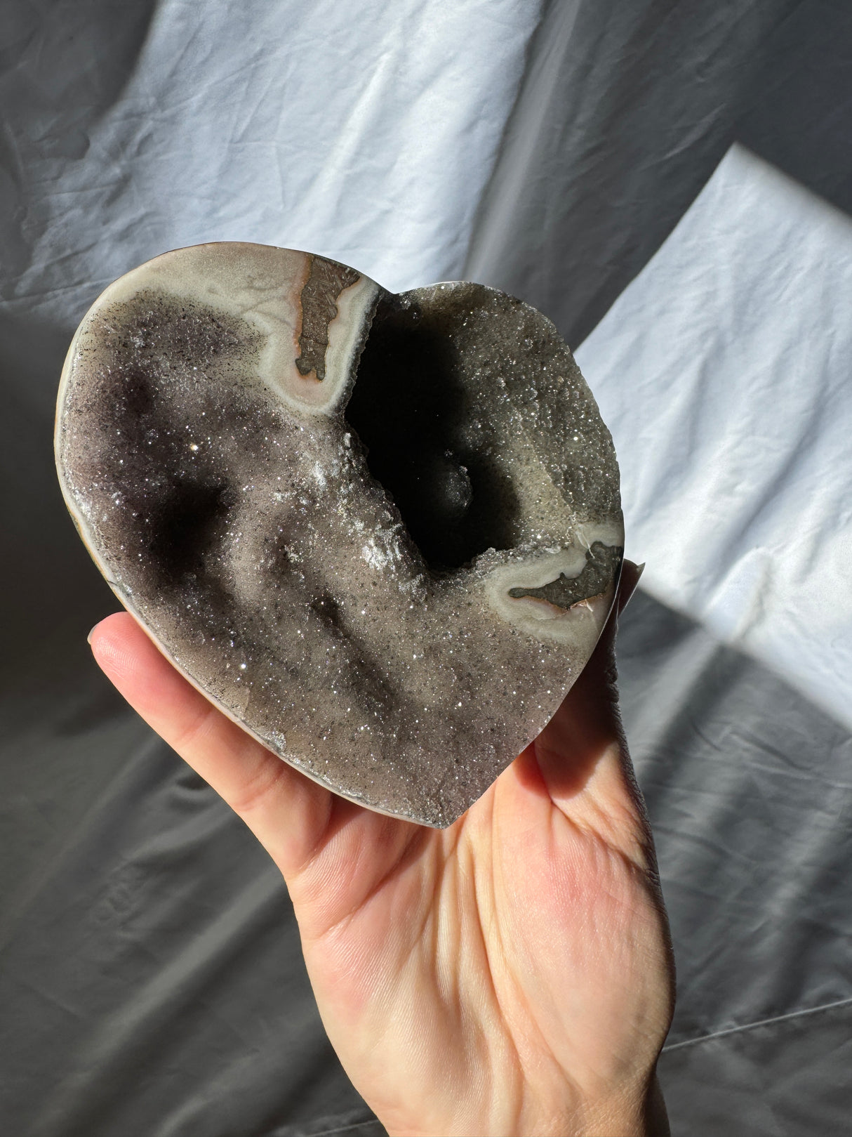 Smokey Sugar Druzy Rainbow Amethyst Heart